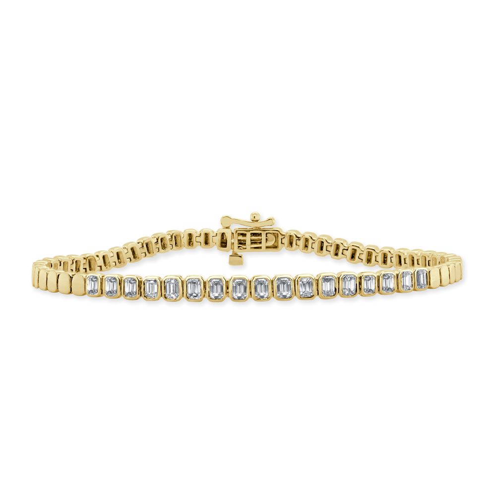 14K Gold Emerald-Cut Diamond Bracelet
