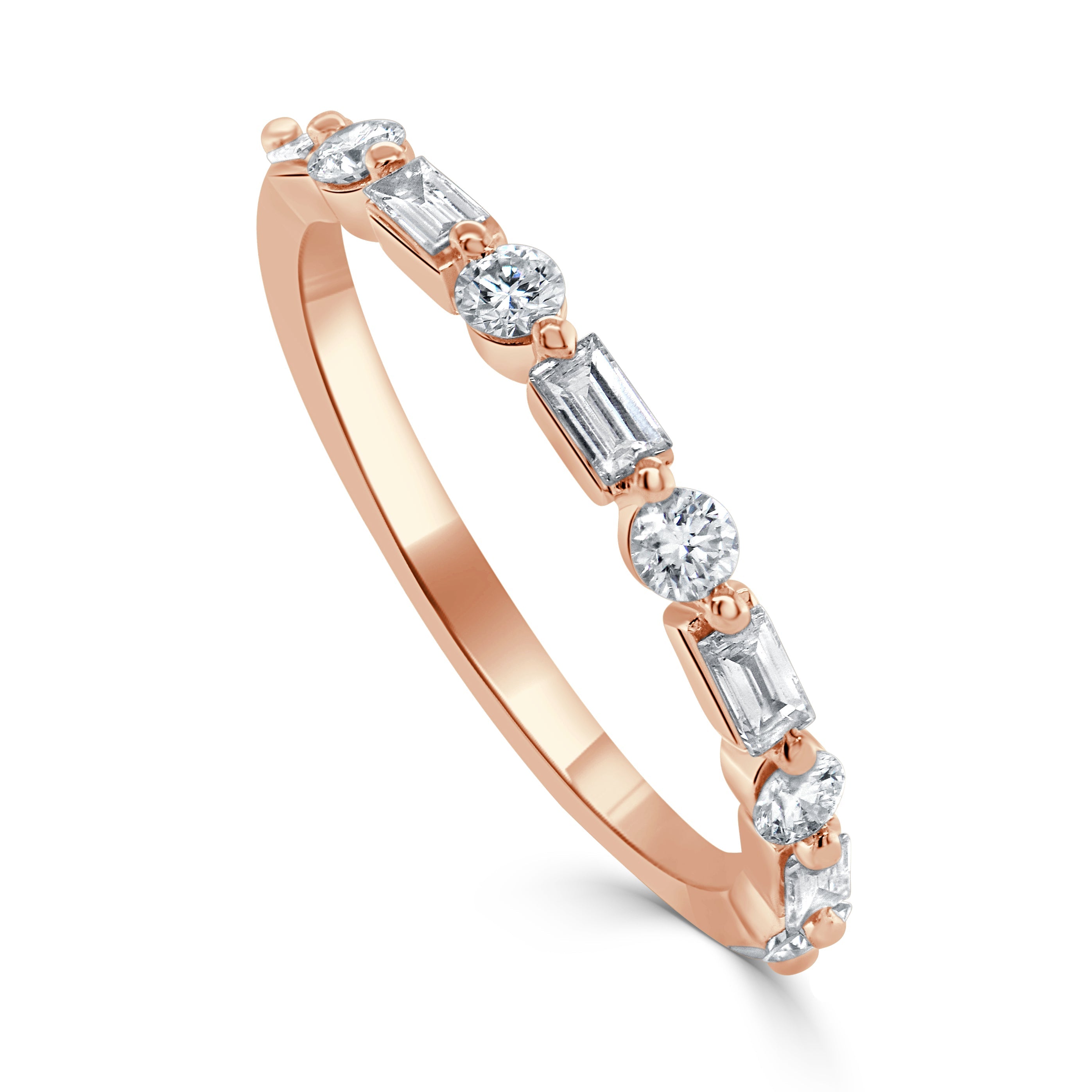 14K Gold & Baguette Diamond Stackable Ring