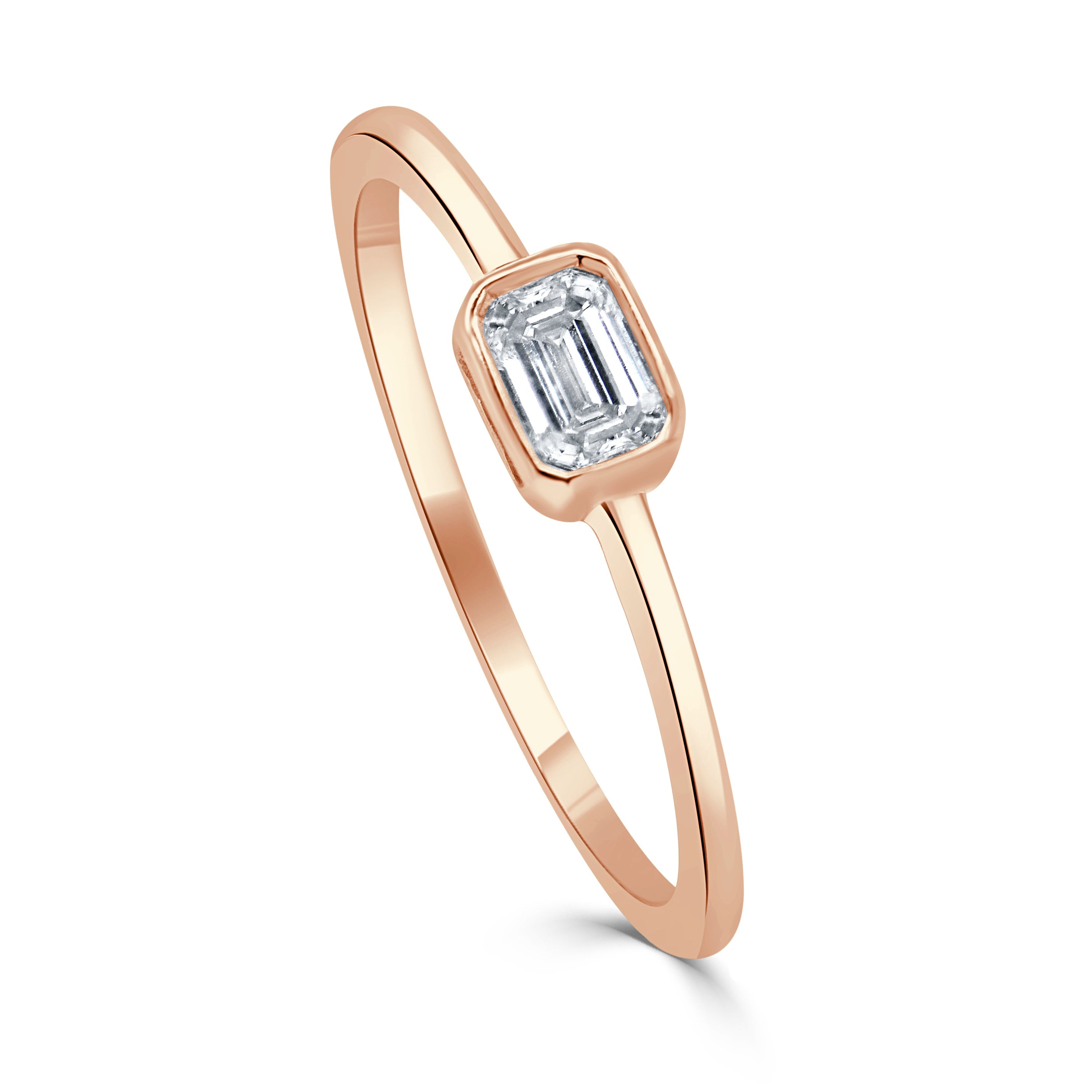 14K Gold & Emerald-Cut Diamond Ring