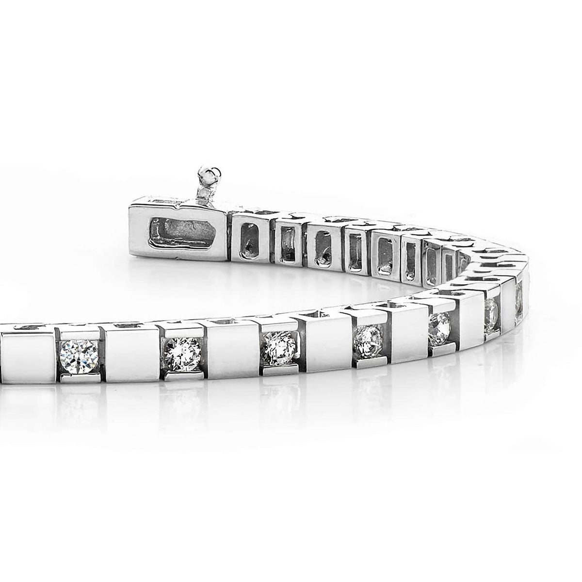 Alternating Diamond Block Tennis Bracelet