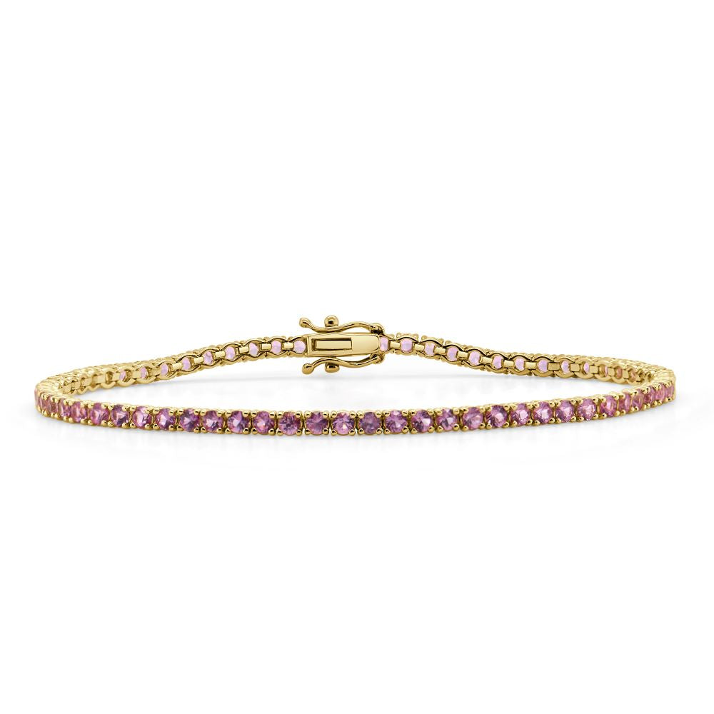 14K Gold Pink Sapphire Tennis Bracelet