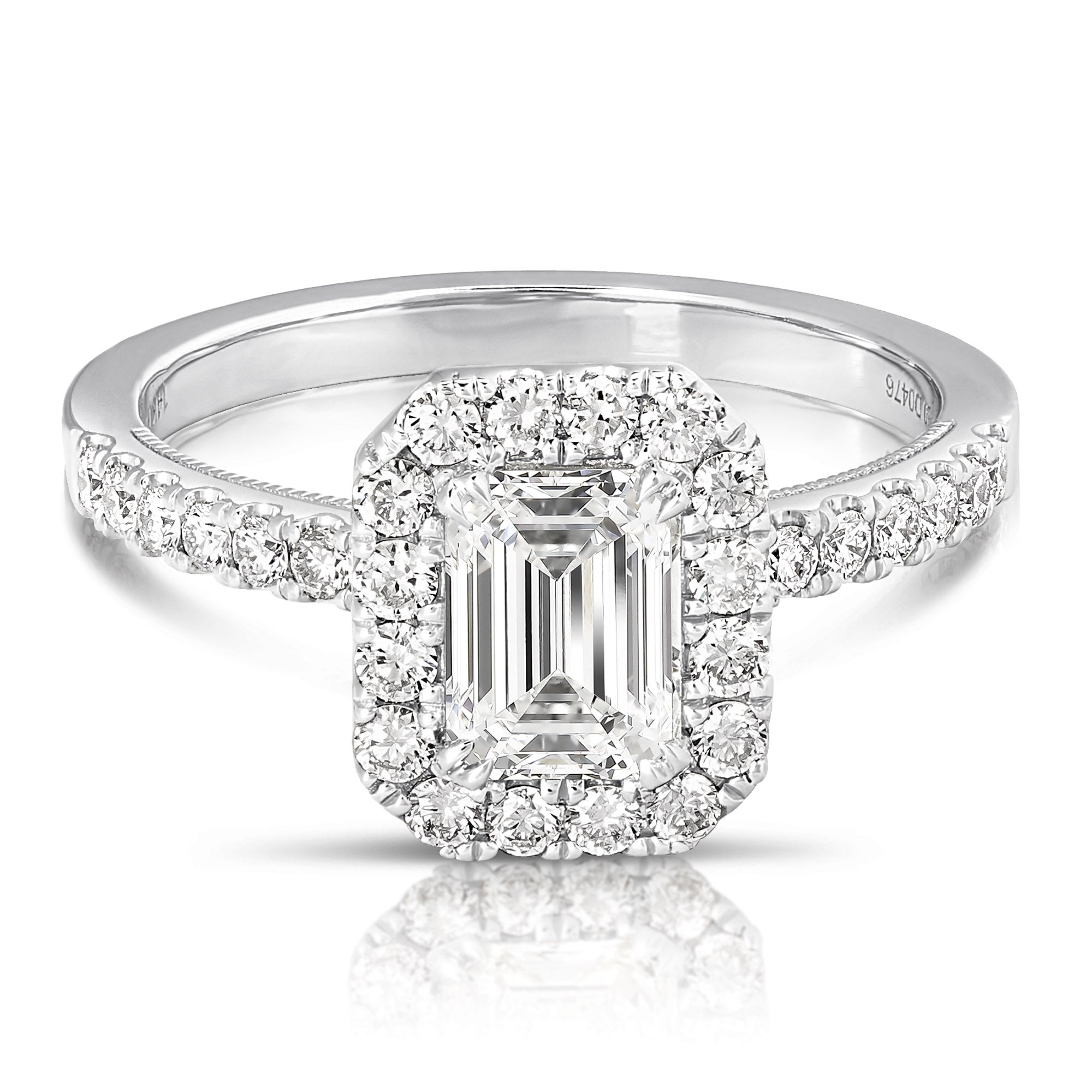 14K 2 Ct Center Emerald Cut Halo Lab Grown Engagement Ring