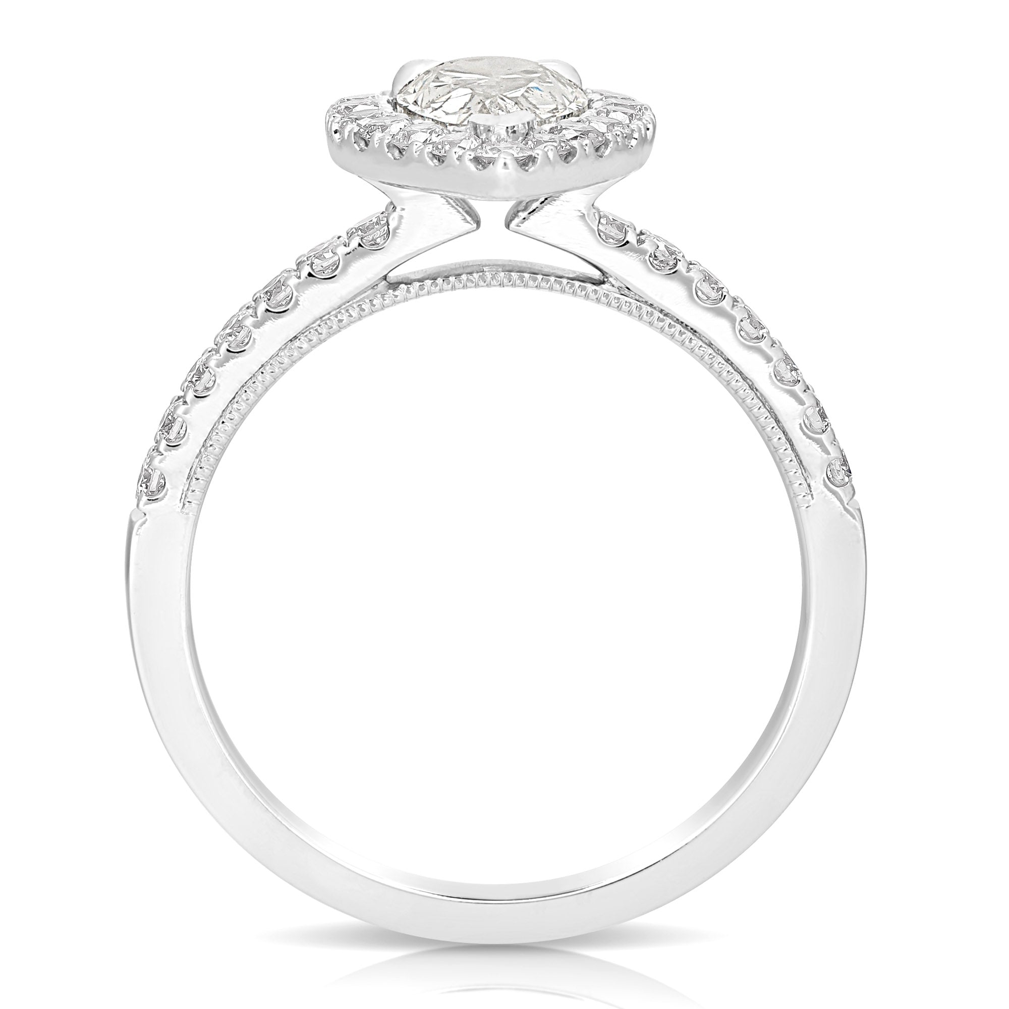 14K 1.5 Ct Pear Shape Halo Lab Grown Engagement Ring