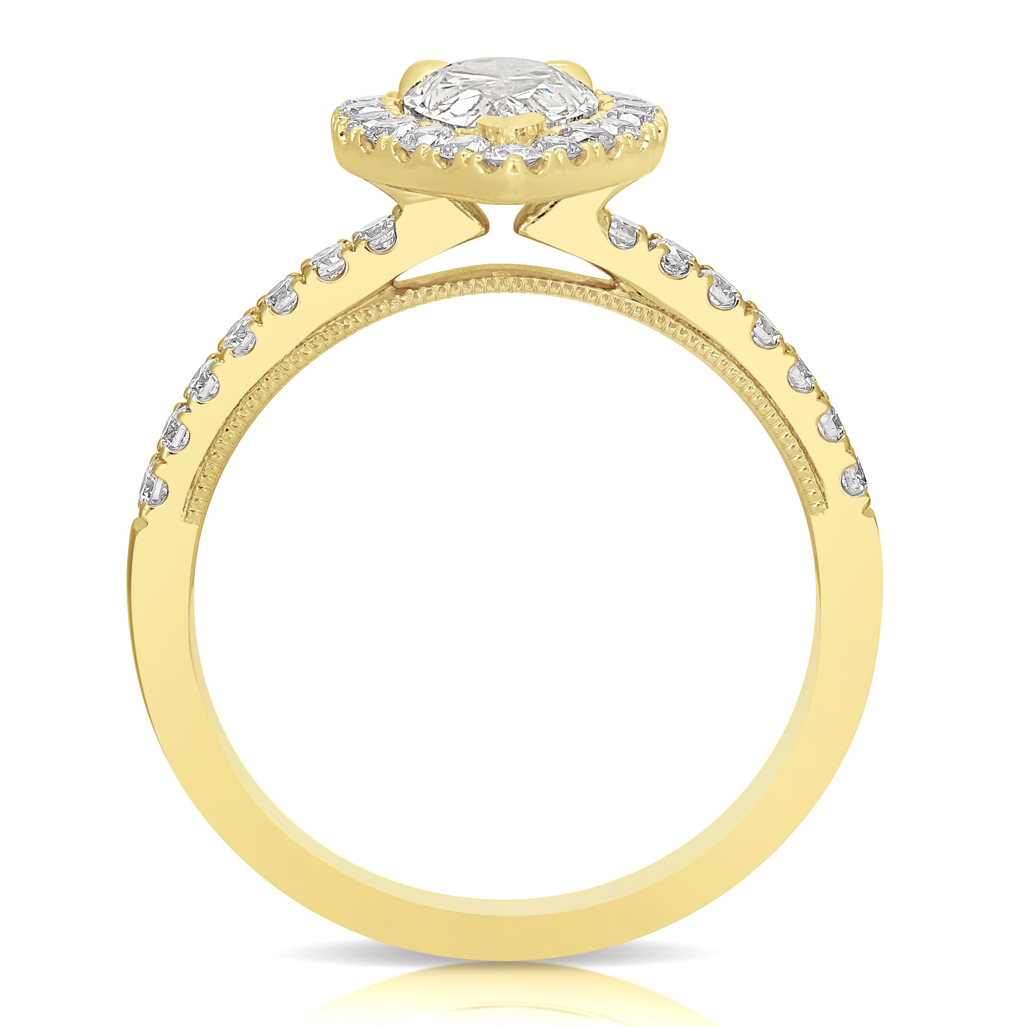 14K 1.5 Ct Pear Shape Halo Lab Grown Engagement Ring