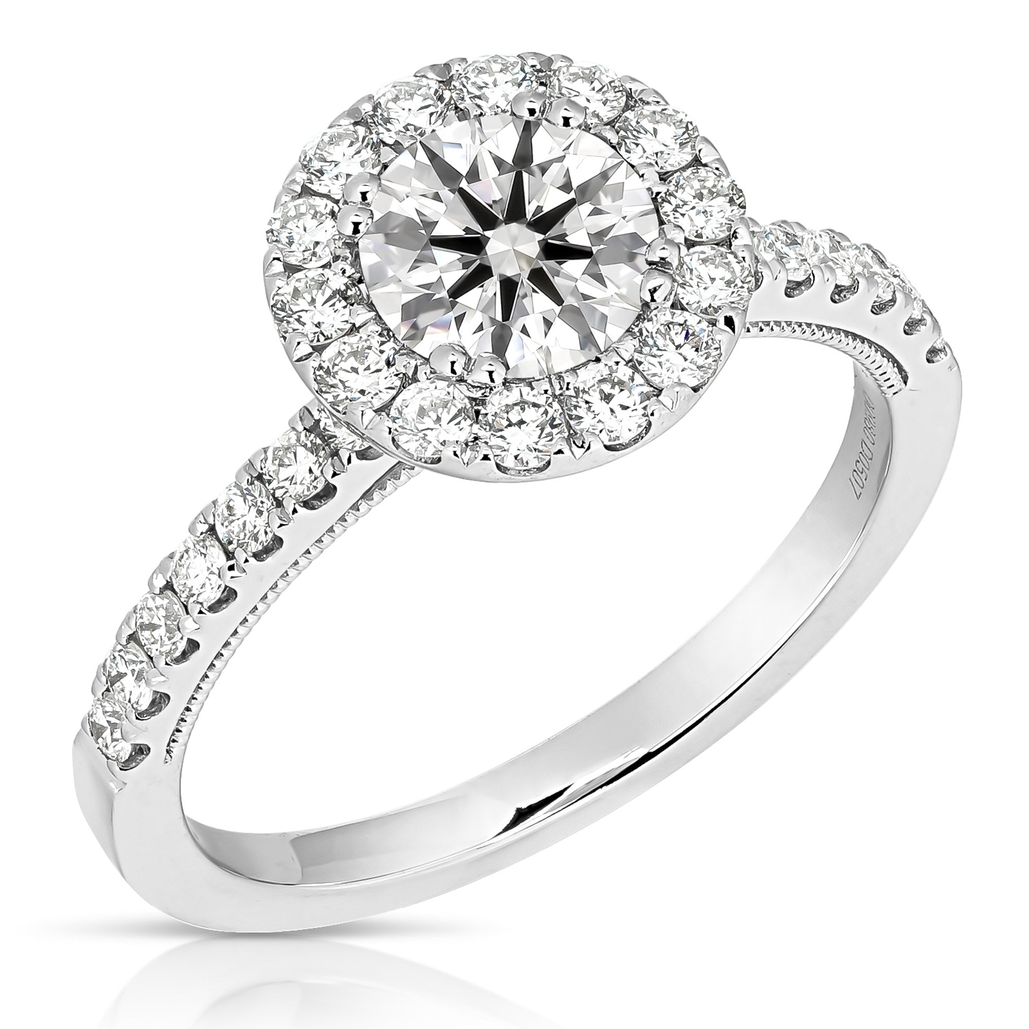 14K 1 Ct Center Round Halo Lab Grown Engagement Ring