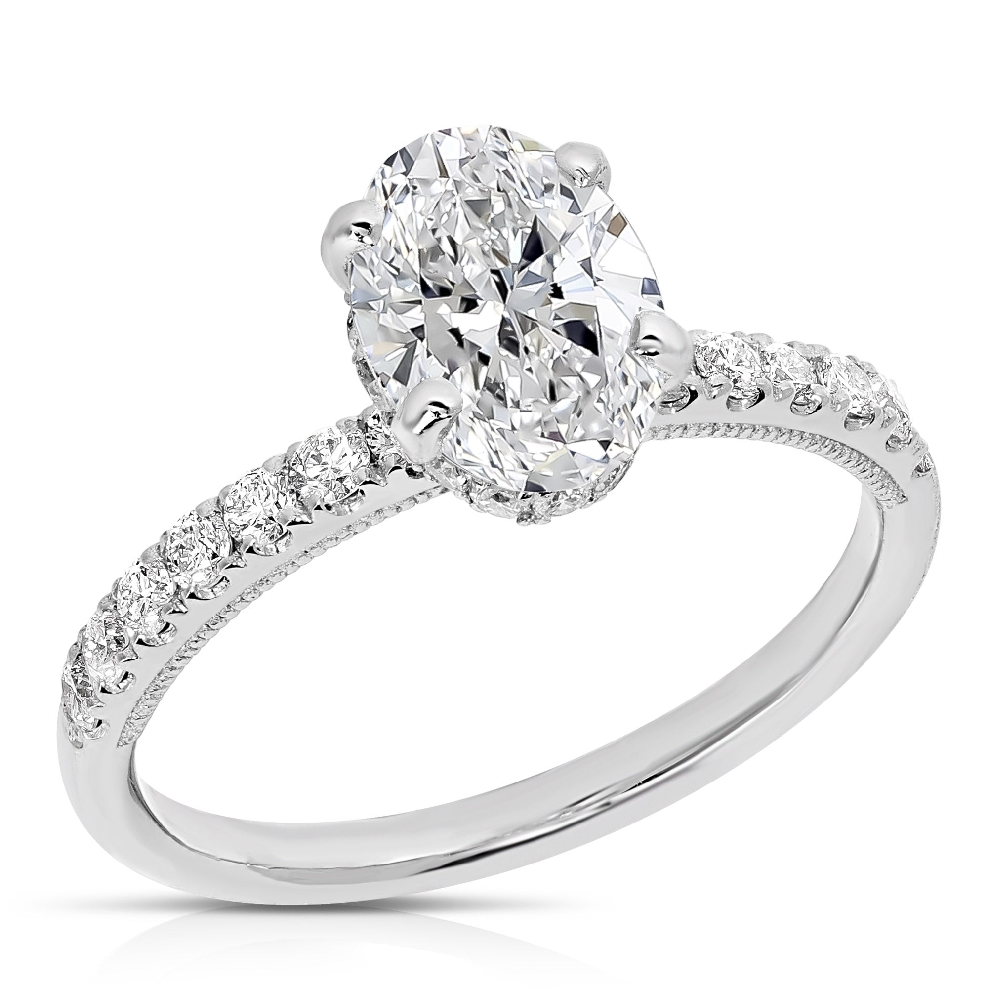 14K 1.5 Ct Oval H-Halo Lab Grown Engagement Ring