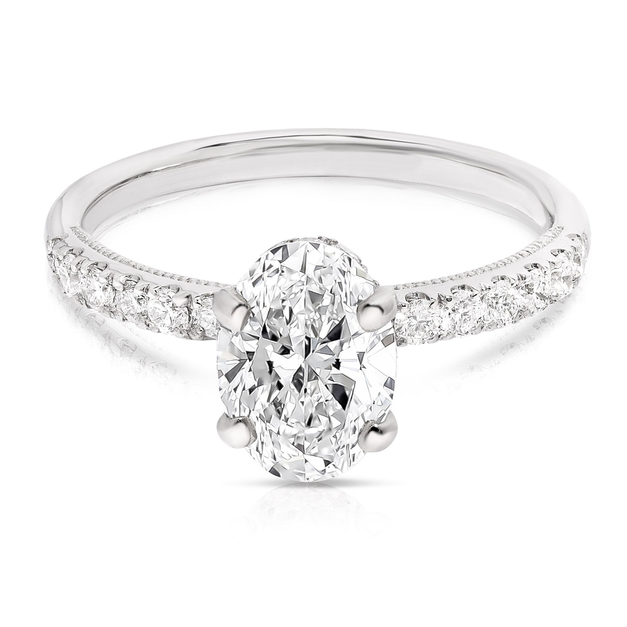 14K 1.5 Ct Oval H-Halo Lab Grown Engagement Ring