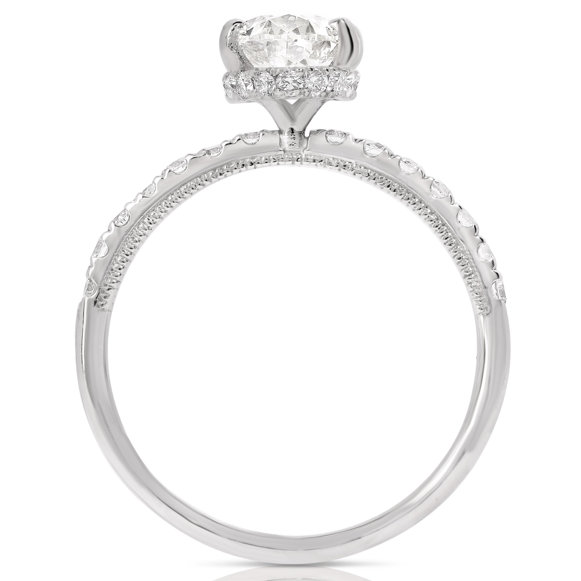 14K 1.5 Ct Oval H-Halo Lab Grown Engagement Ring