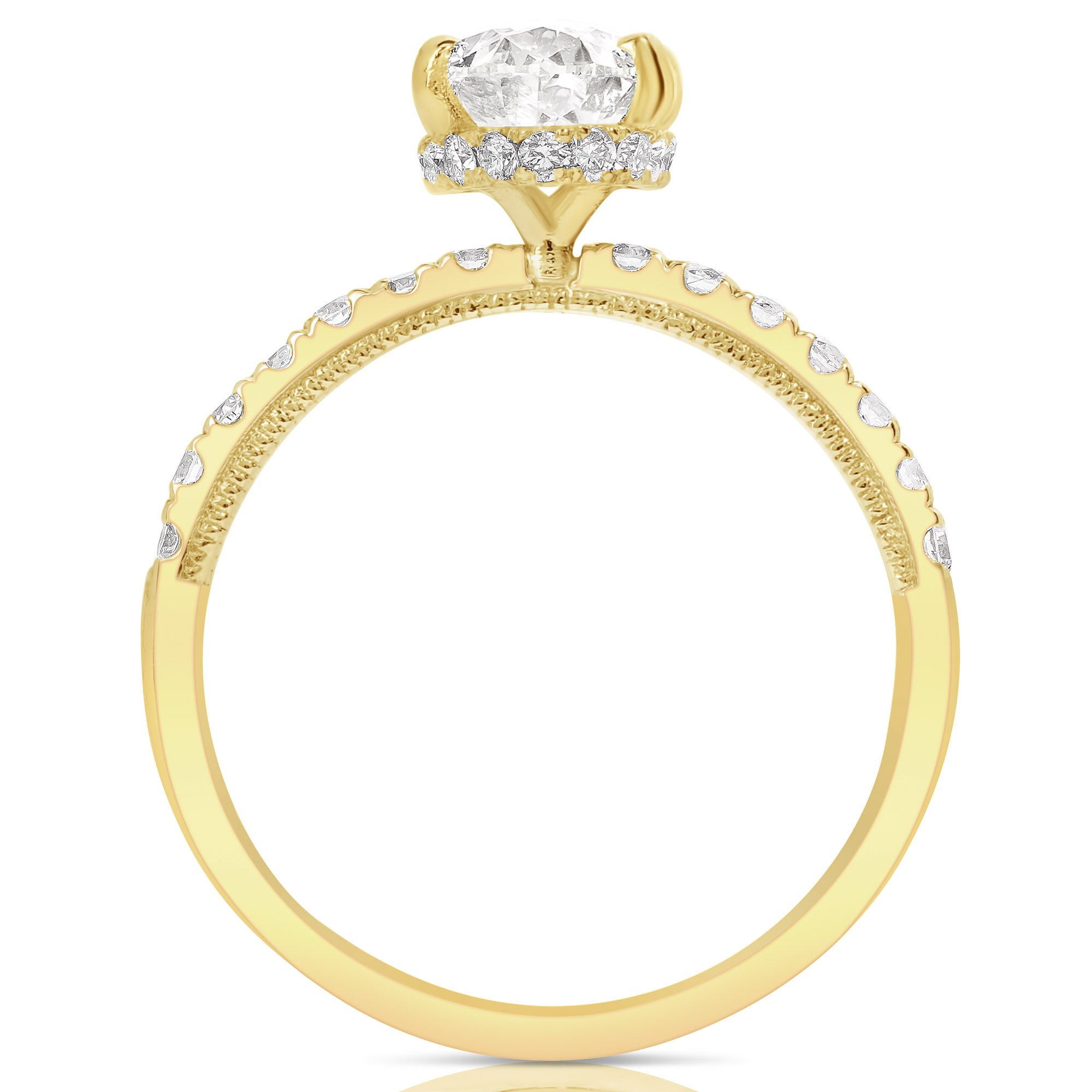 14K 1.5 Ct Oval H-Halo Lab Grown Engagement Ring