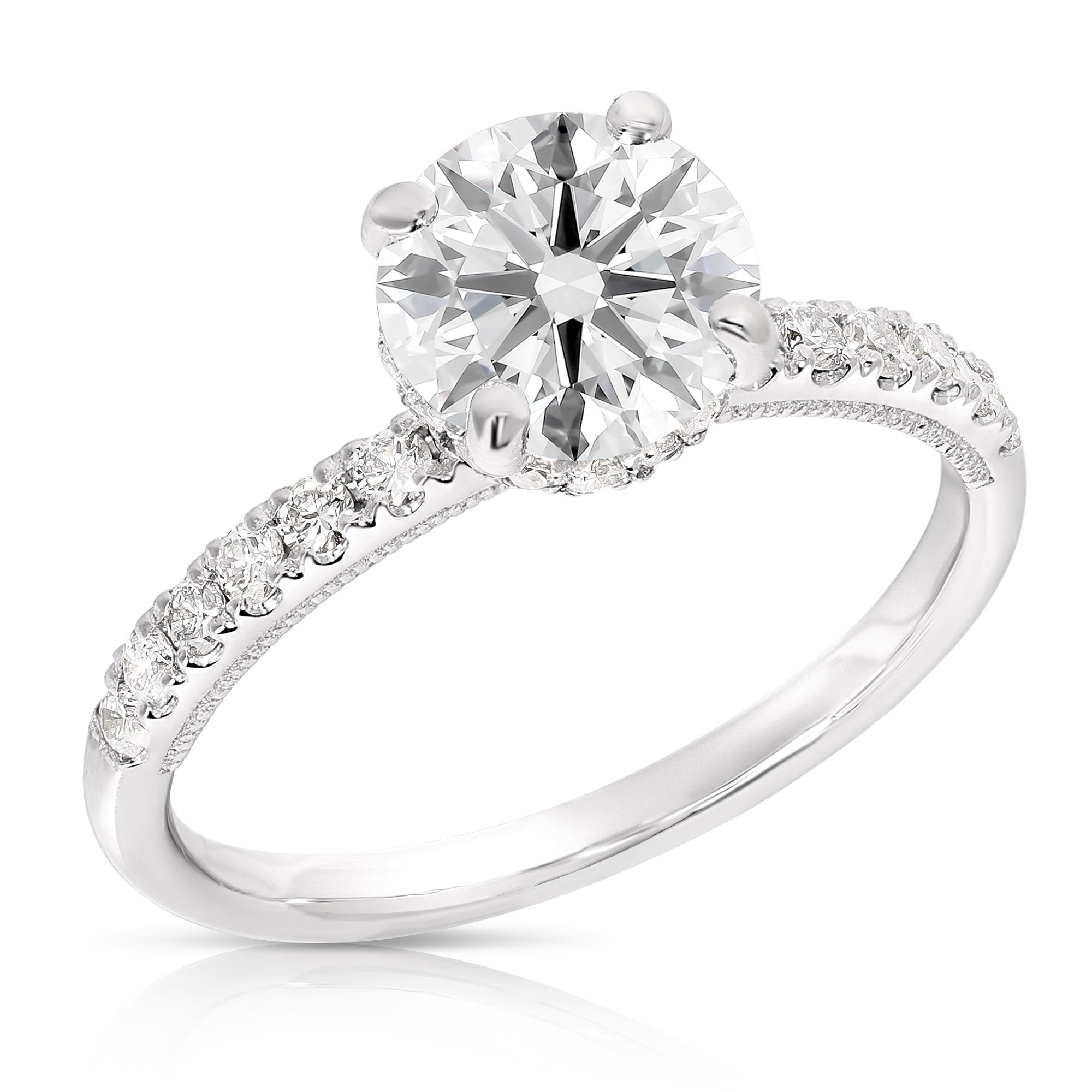 14K 1.5 Ct Center Round H-Halo Lab Grown Engagement Ring