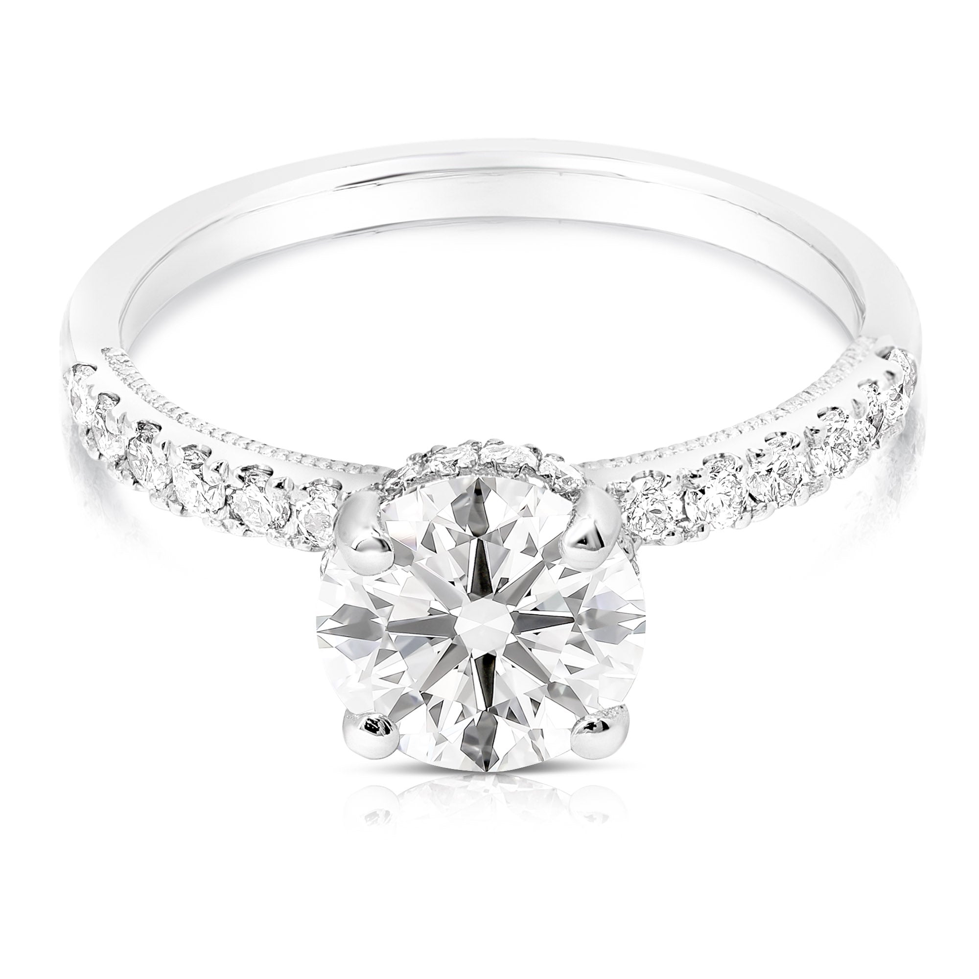 14K 1.5 Ct Center Round H-Halo Lab Grown Engagement Ring