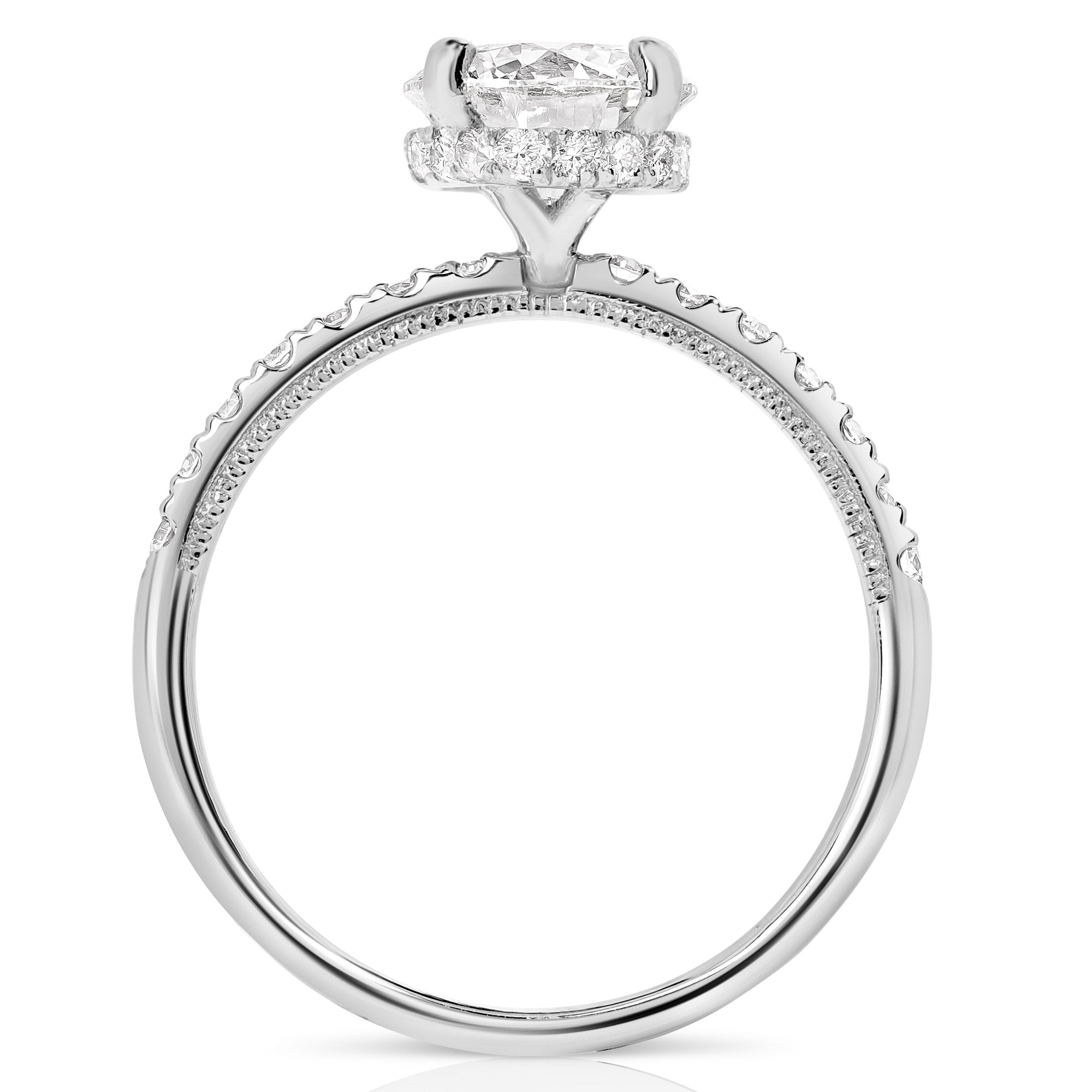 14K 1.5 Ct Center Round H-Halo Lab Grown Engagement Ring