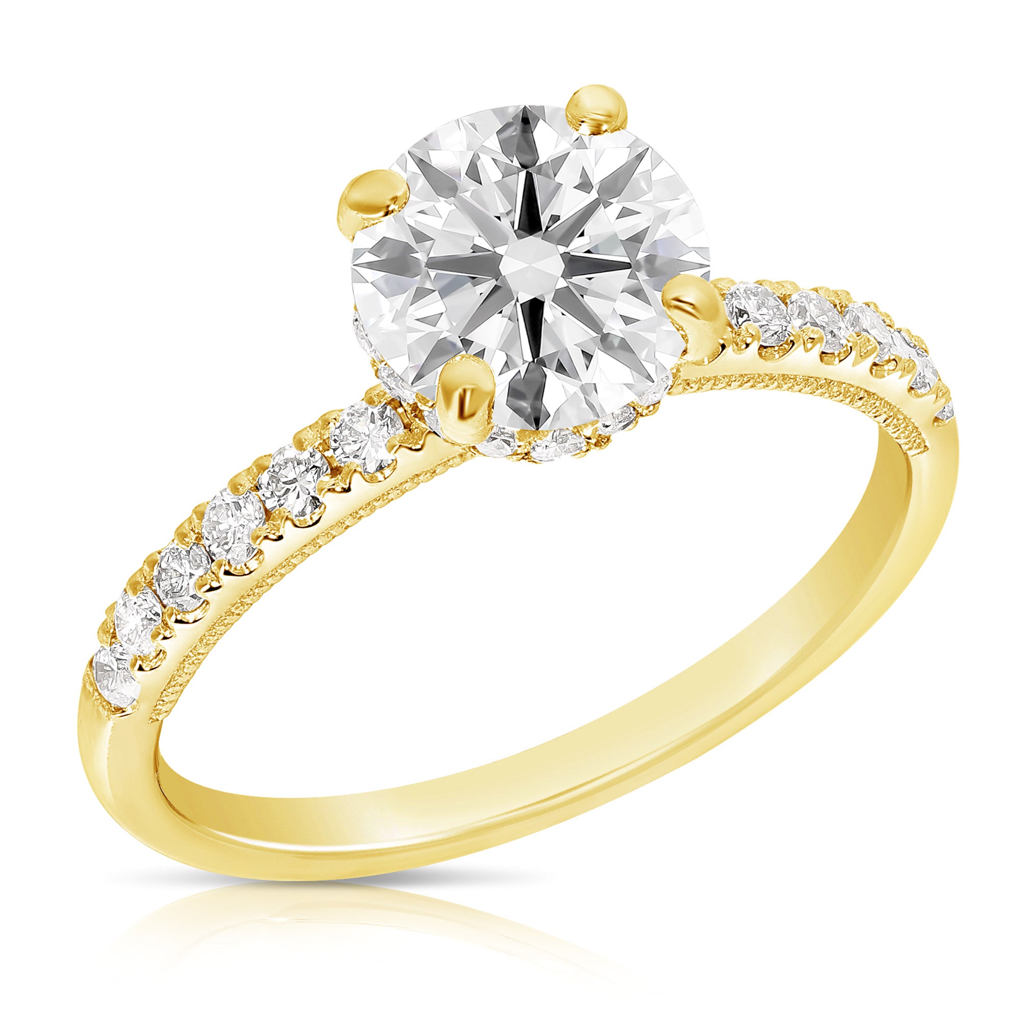 14K 1.5 Ct Center Round H-Halo Lab Grown Engagement Ring