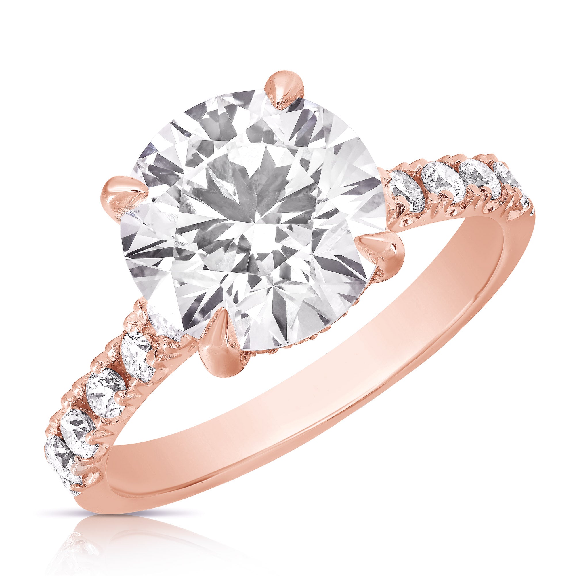 14K 3 Ct Center Round H-Halo Lab Grown Engagement Ring