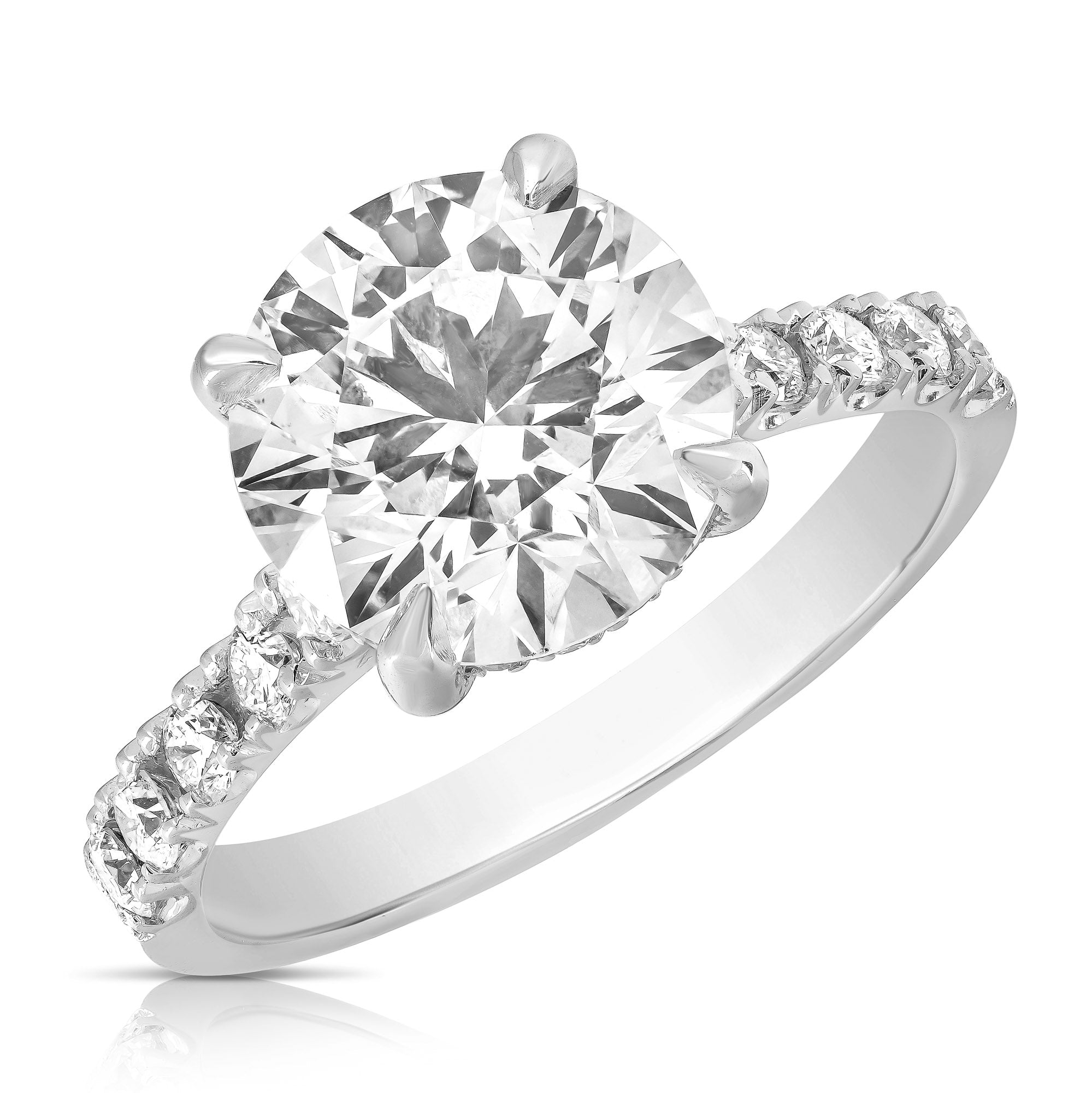 14K 3 Ct Center Round H-Halo Lab Grown Engagement Ring