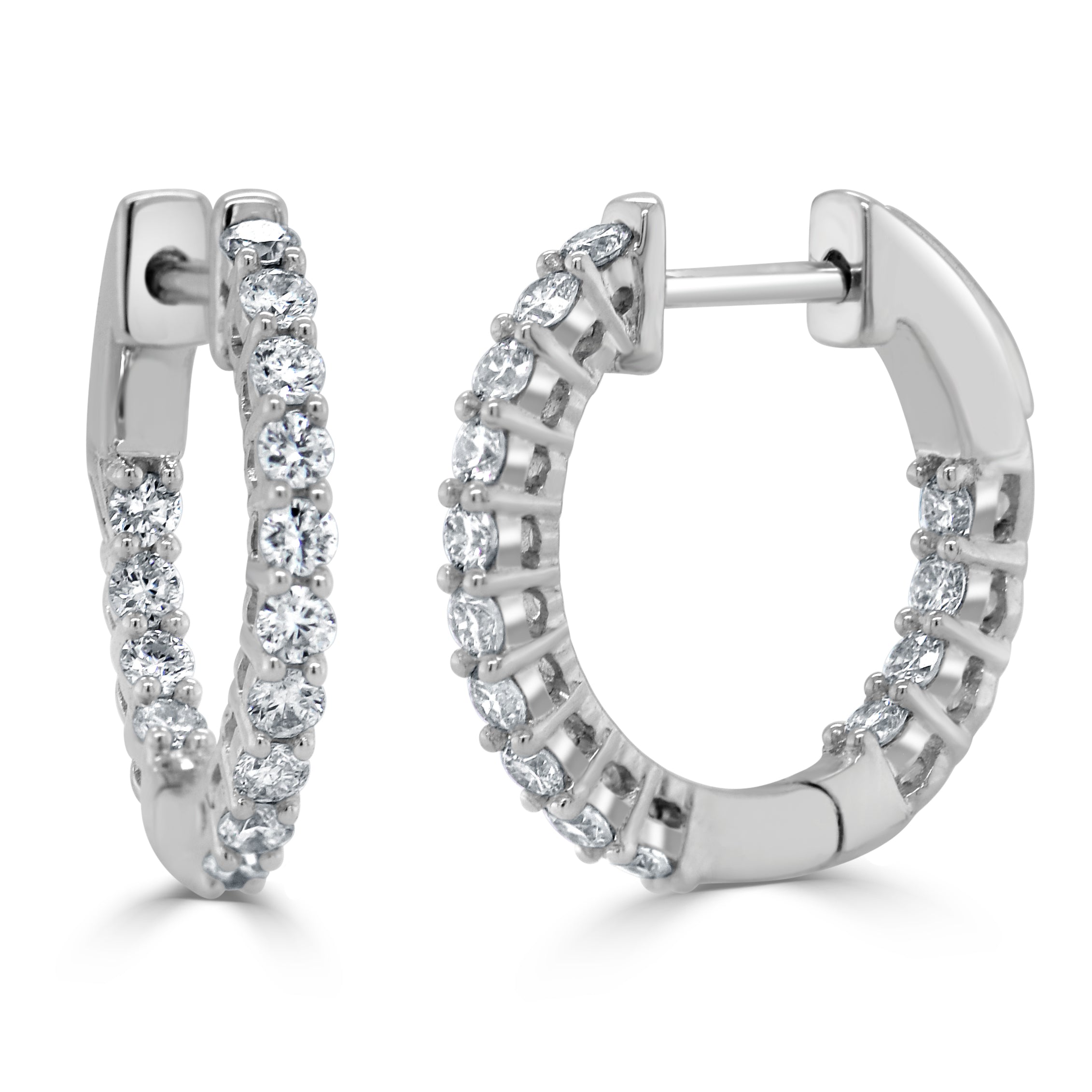 14k Gold & Diamond Hoop Earrings