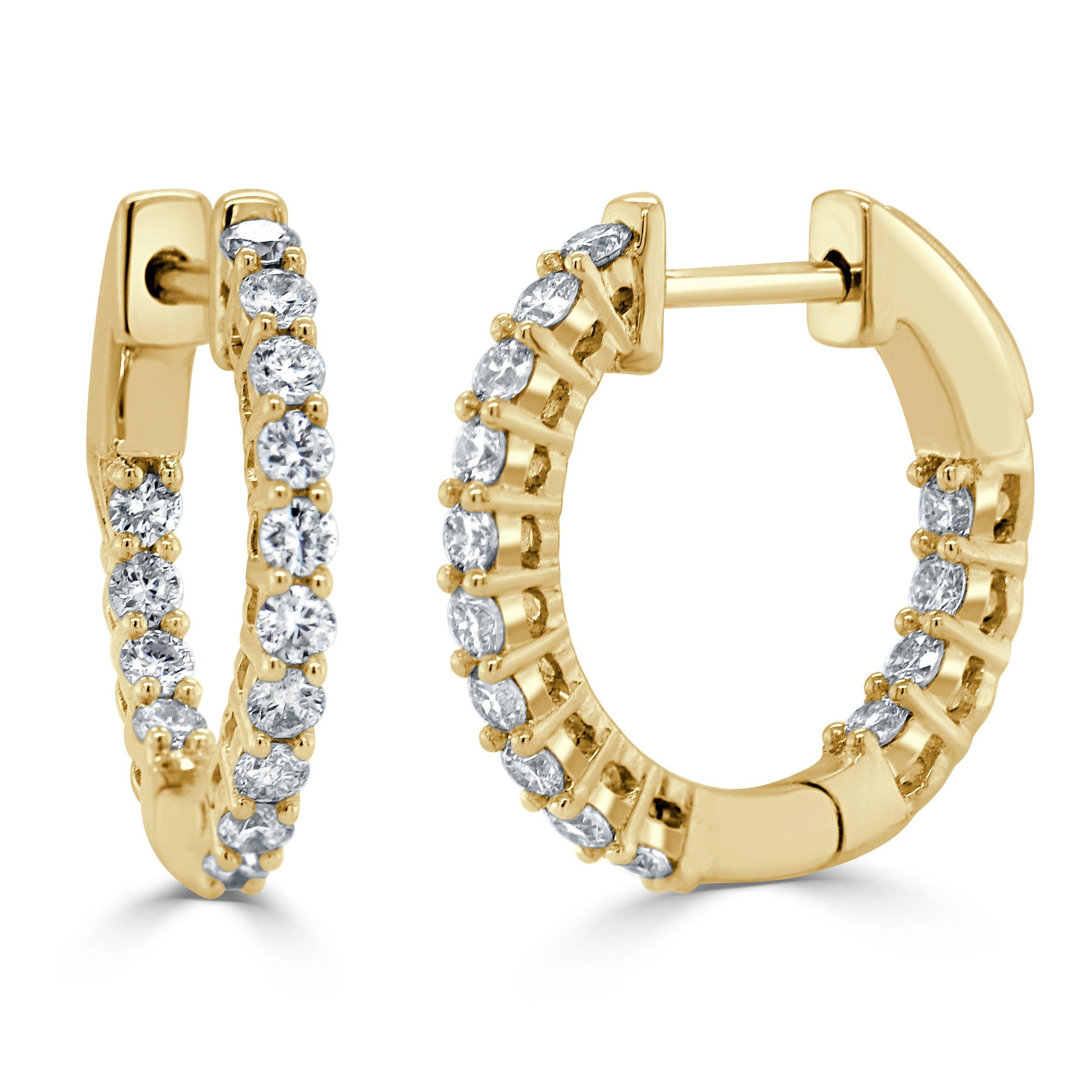 14k Gold & Diamond Hoop Earrings