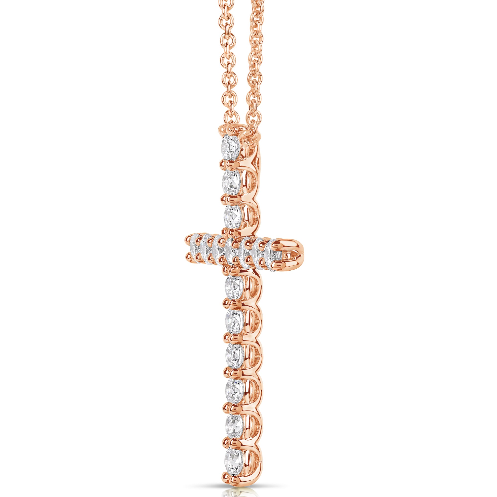 14K 1.00 Ct Colorless Flawless Cross Pendant With Chain
