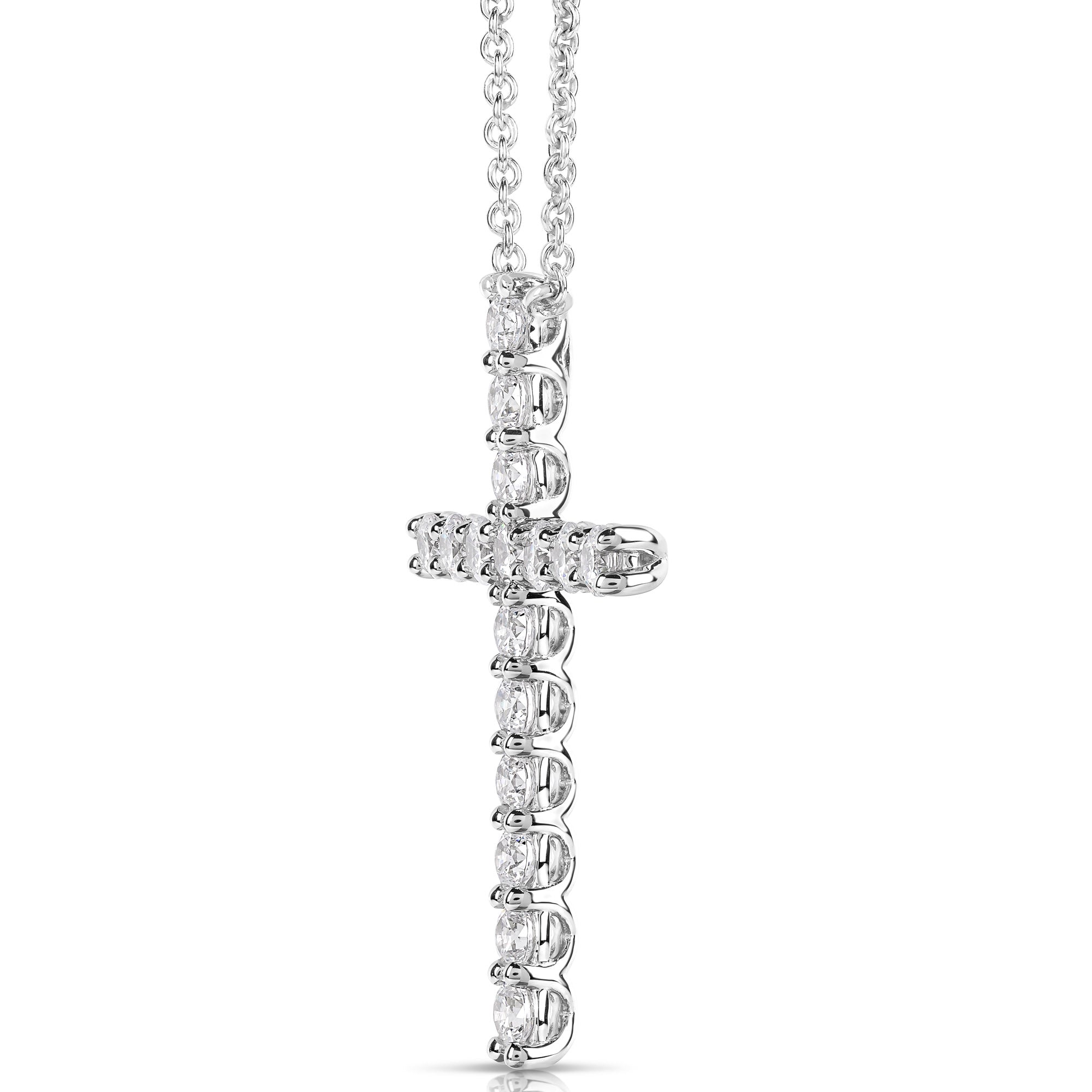 14K 1.00 Ct Colorless Flawless Cross Pendant With Chain