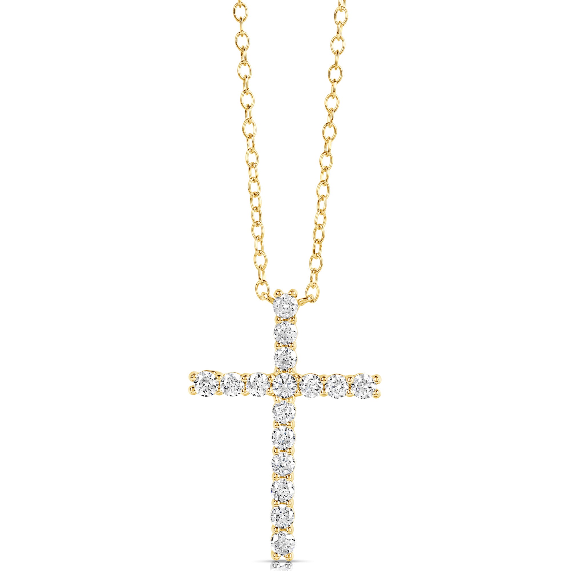 14K 0.25 Ct Colorless Flawless Cross Pendant With Chain