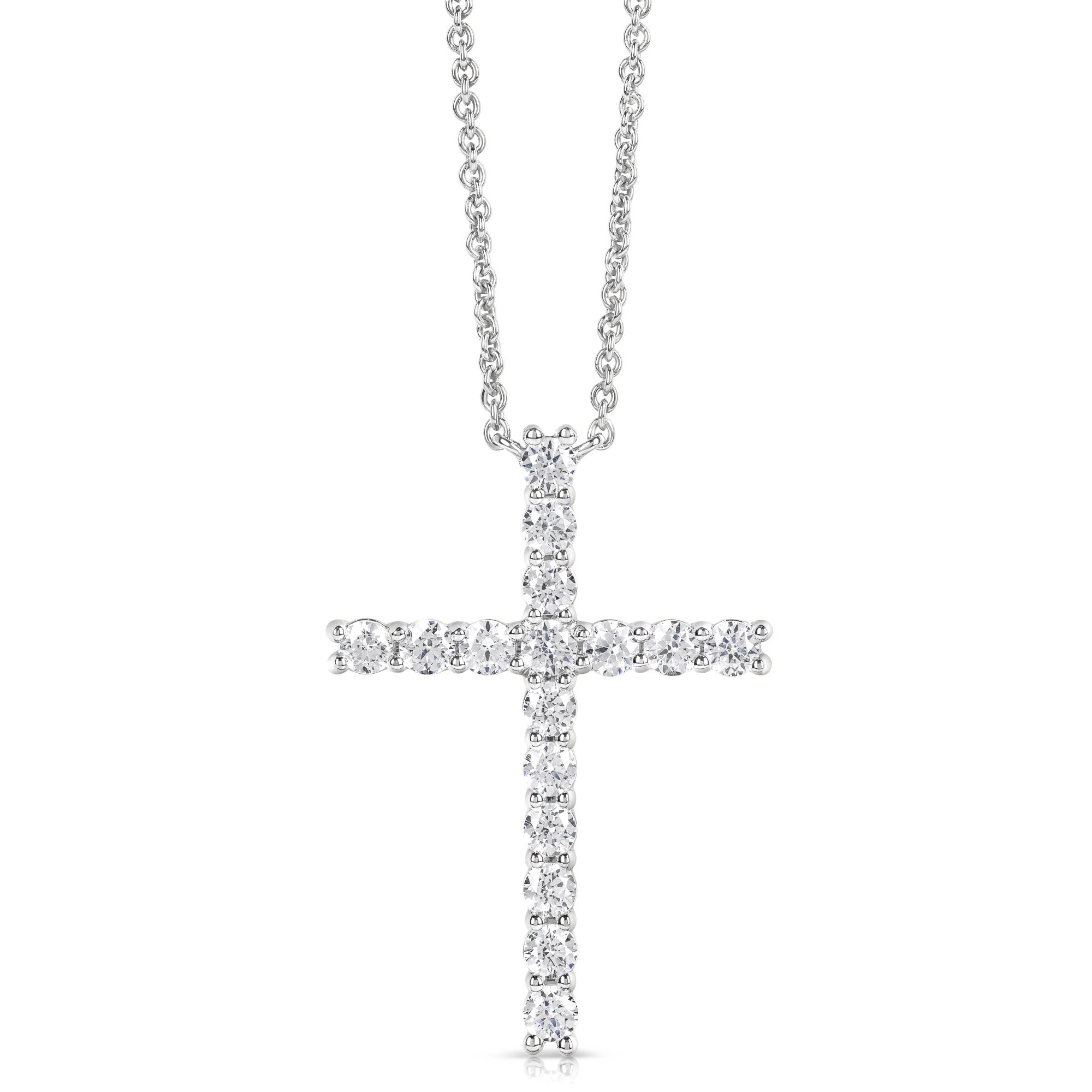 14K 0.50 Ct Colorless Flawless Cross Pendant With Chain