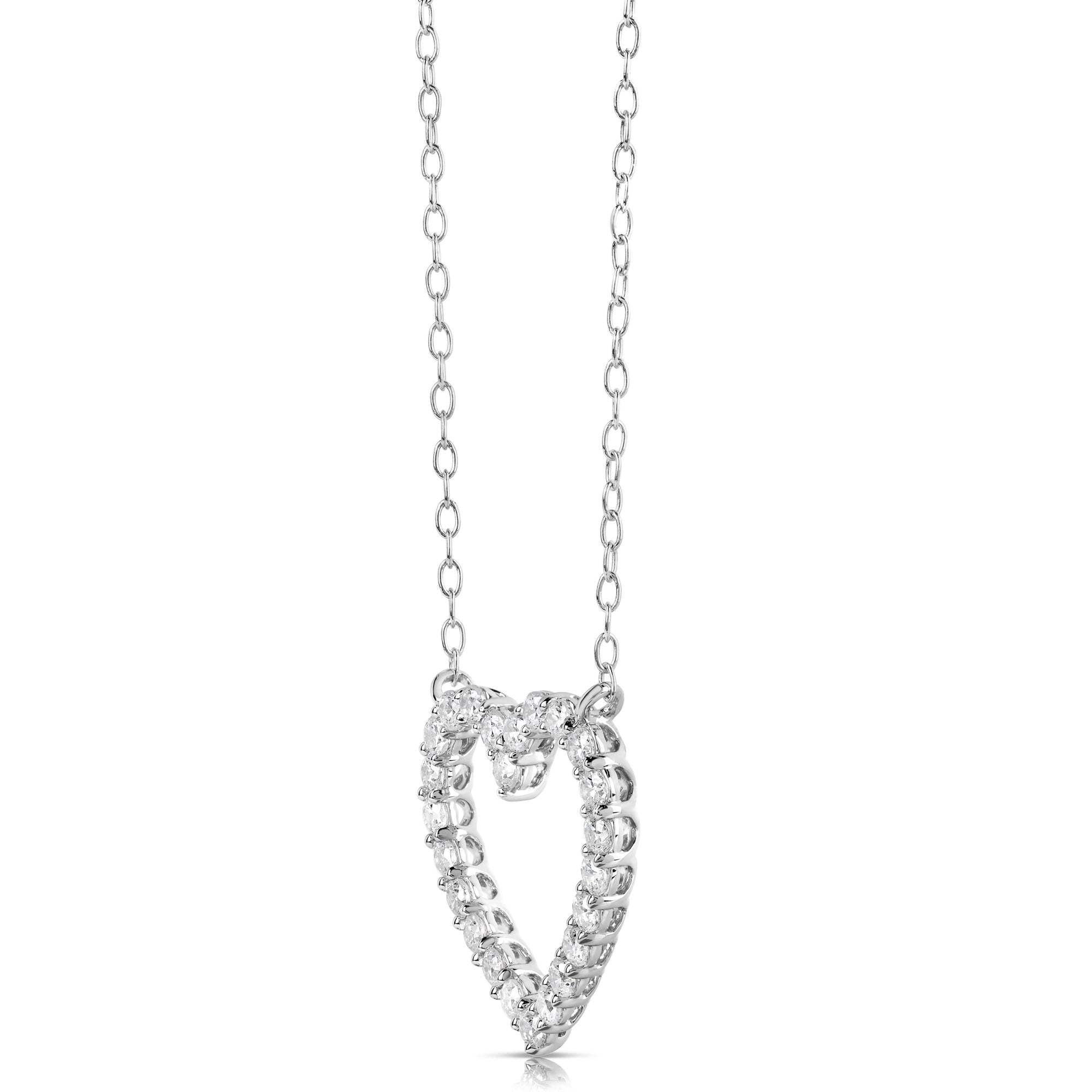 14K 0.25 Ct Colorless Flawless Heart Shaped Pendant With Chain