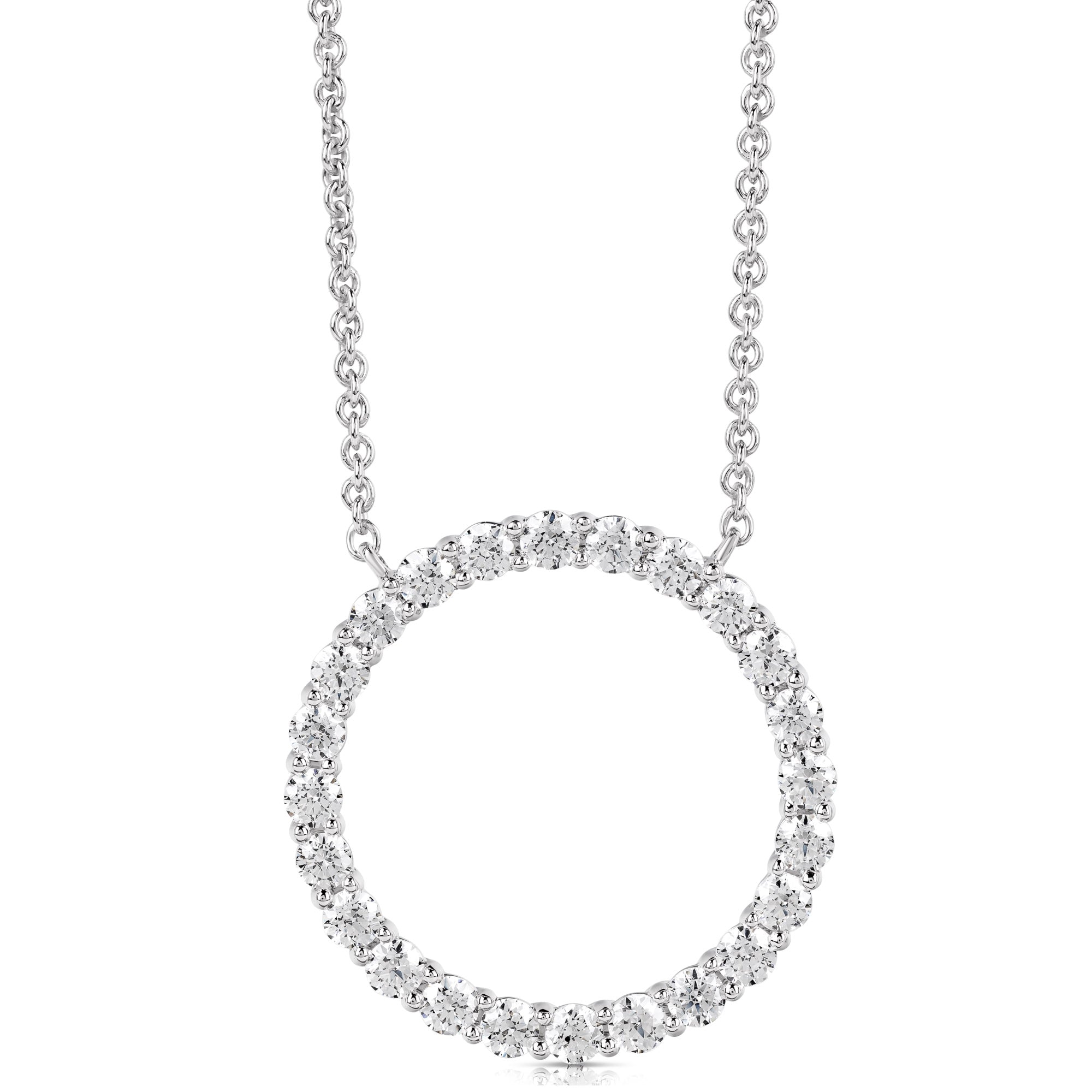 14K 1.00 Ct Colorless Flawless Circle Shaped Pendant With Chain
