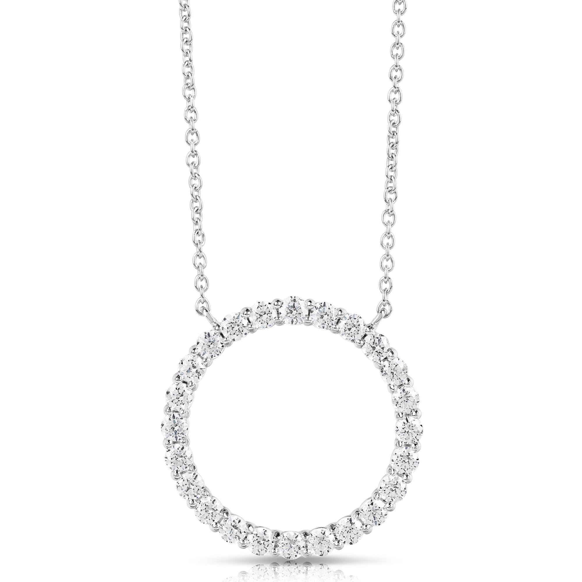 14K 0.50 Ct Colorless Flawless Circle Shaped Pendant With Chain