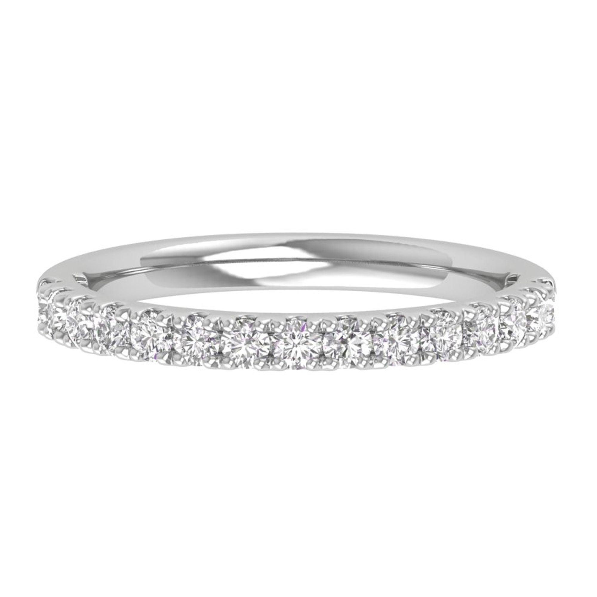 14K 0.50 Ct Gold Colorless Flawless French Pave With Milgrain Wedding Band