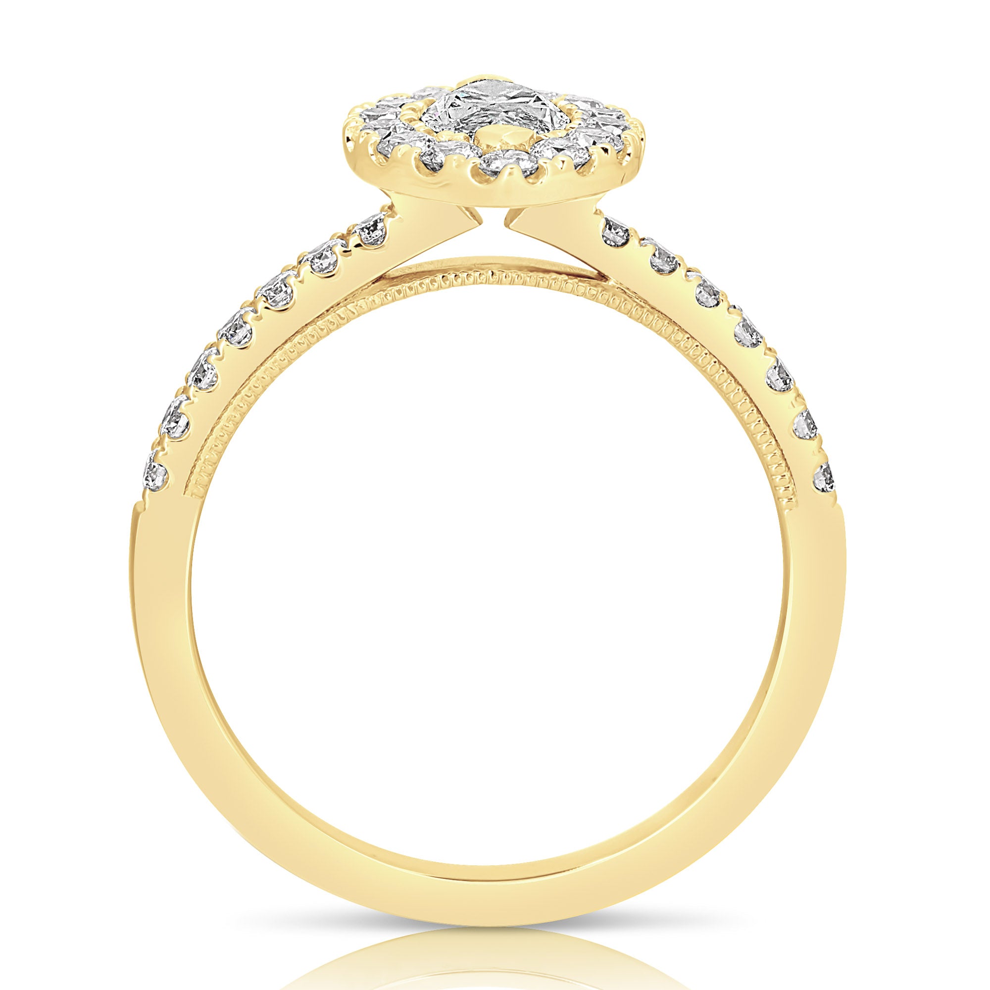 14K 0.5 Ct Center Marquise Halo Diamond Engagement Ring
