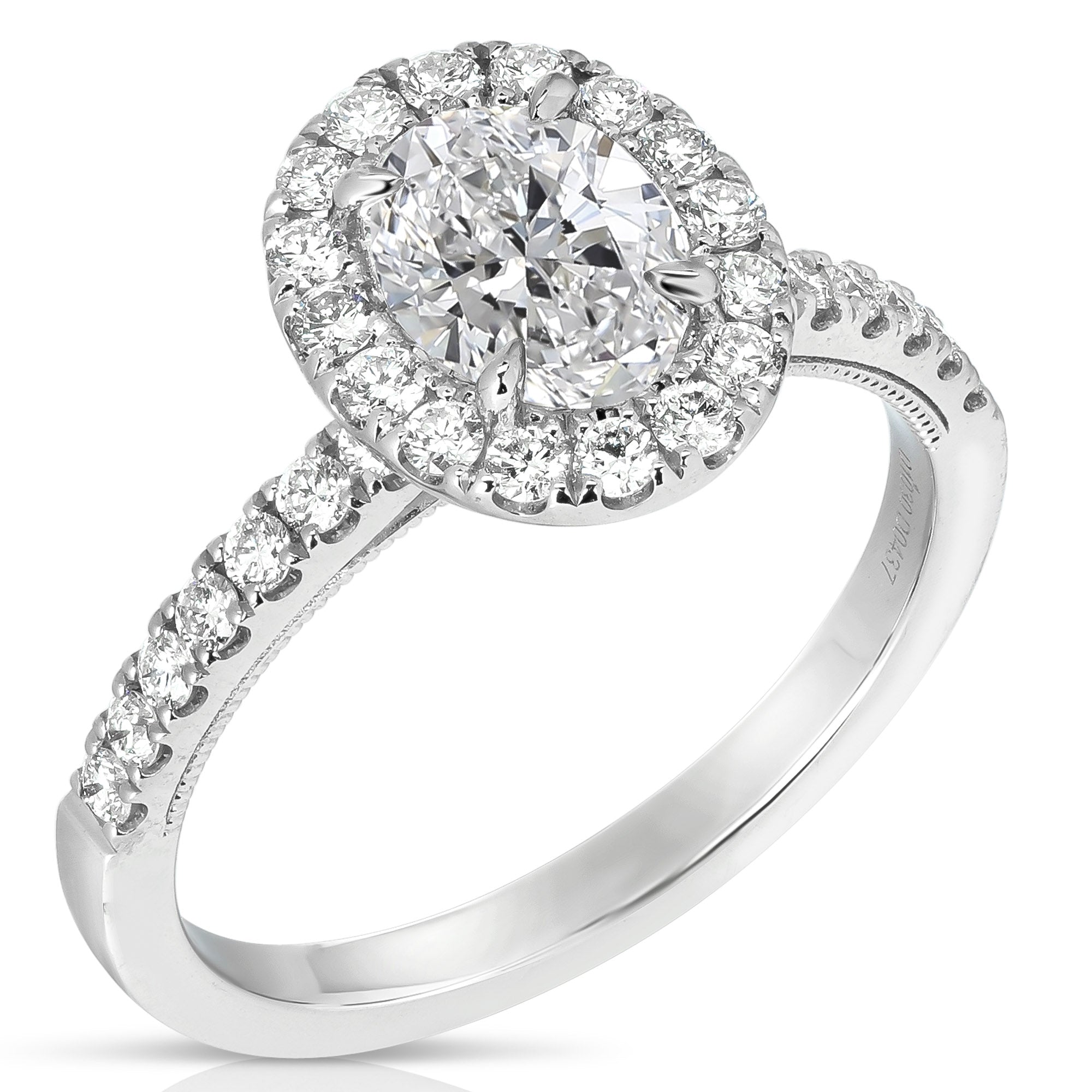 14K 1 Ct Oval Halo Diamond Engagement Ring