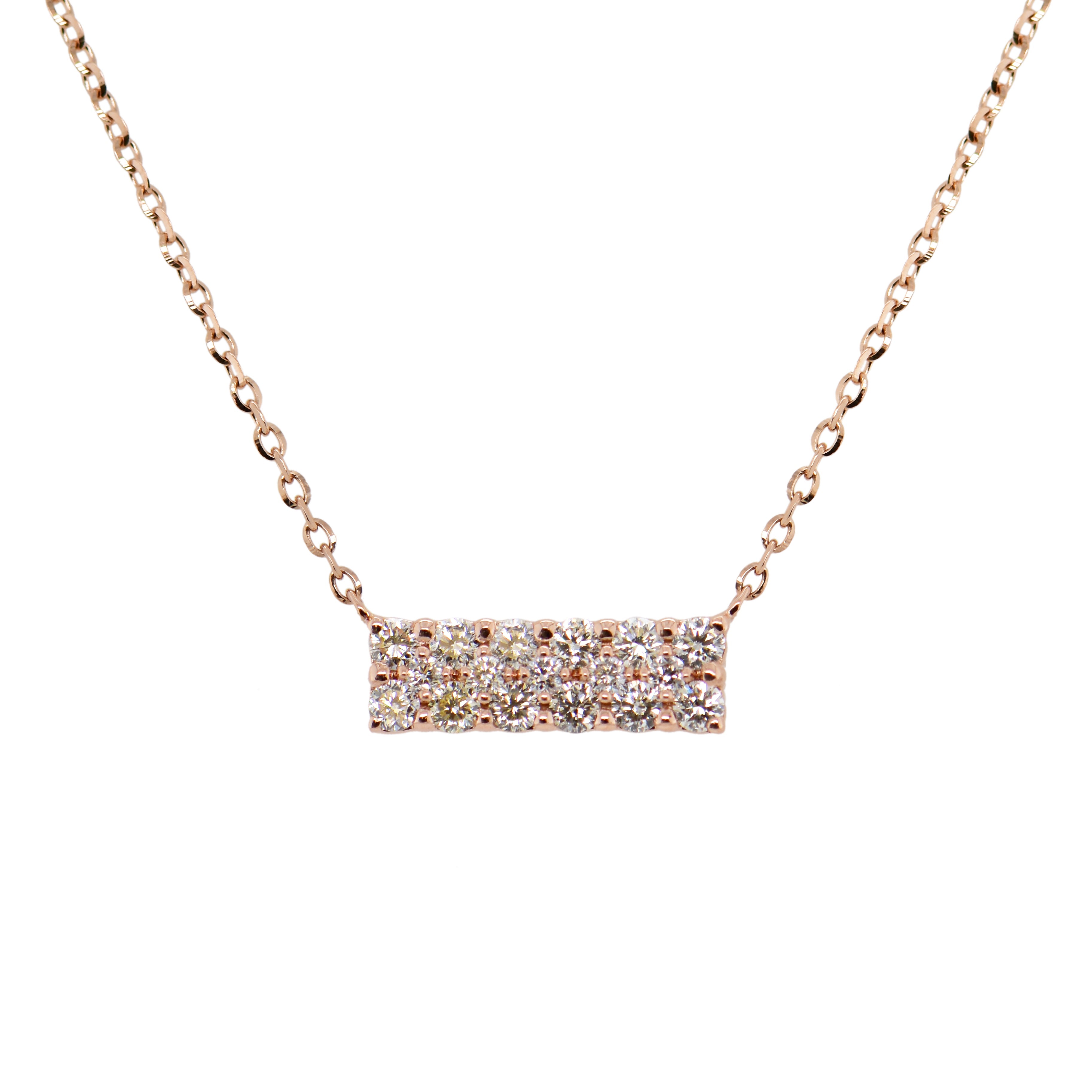 14k Gold & Diamond Bar Necklace (Adjustable, Wider Bar)