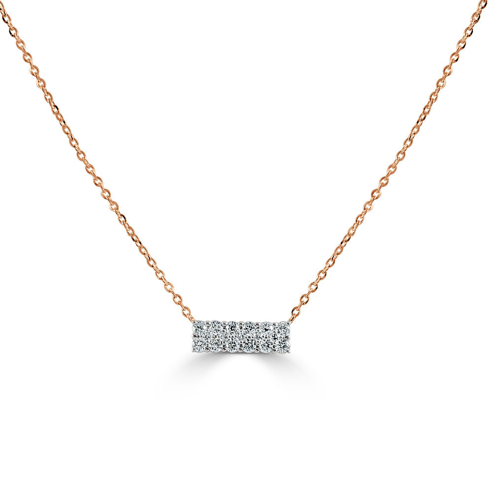 14k Gold & Diamond Bar Necklace (Adjustable, Wider Bar)