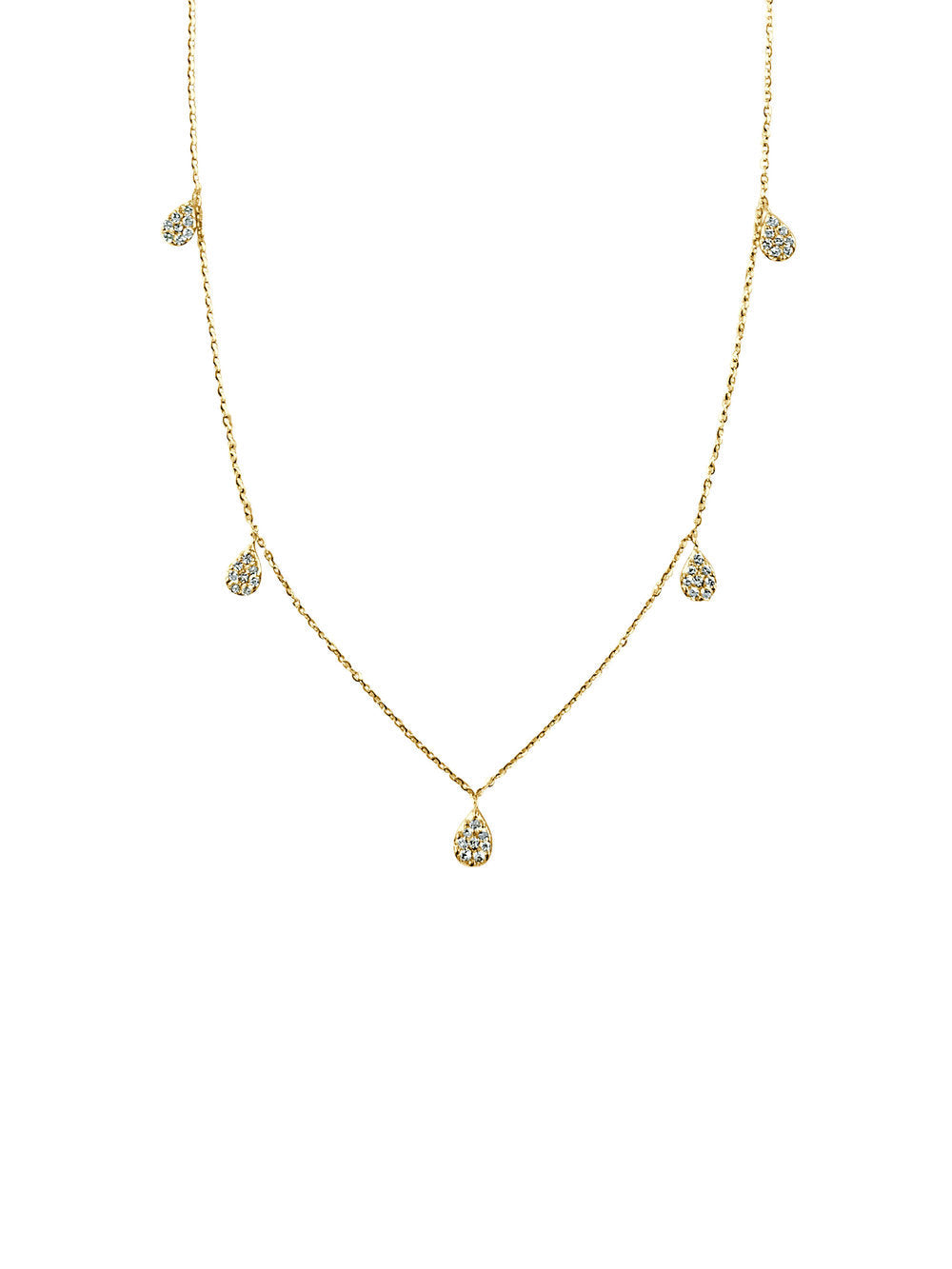 14k Gold & Diamond Dangle Station Necklace