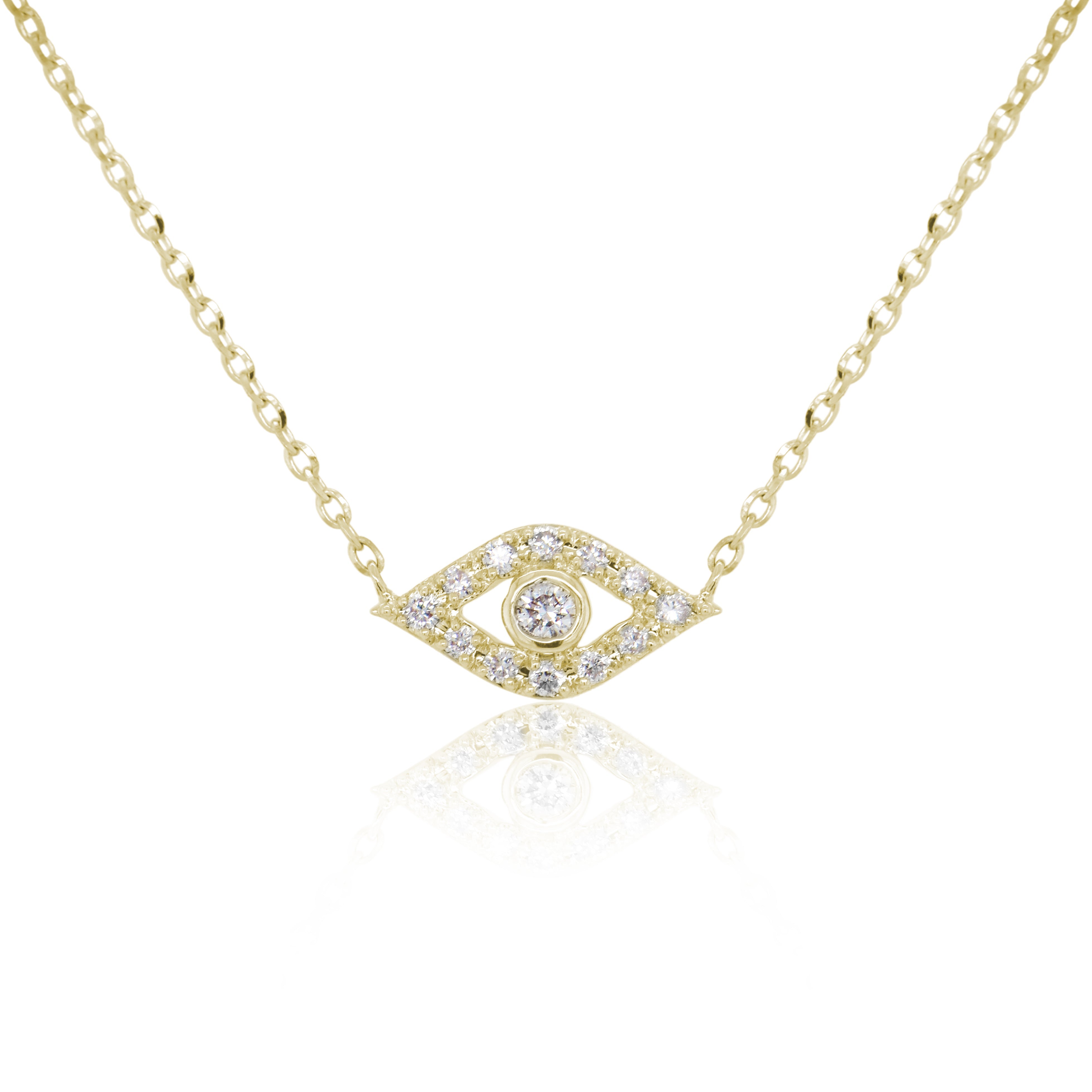 14k Gold & Diamond Evil Eye Necklace