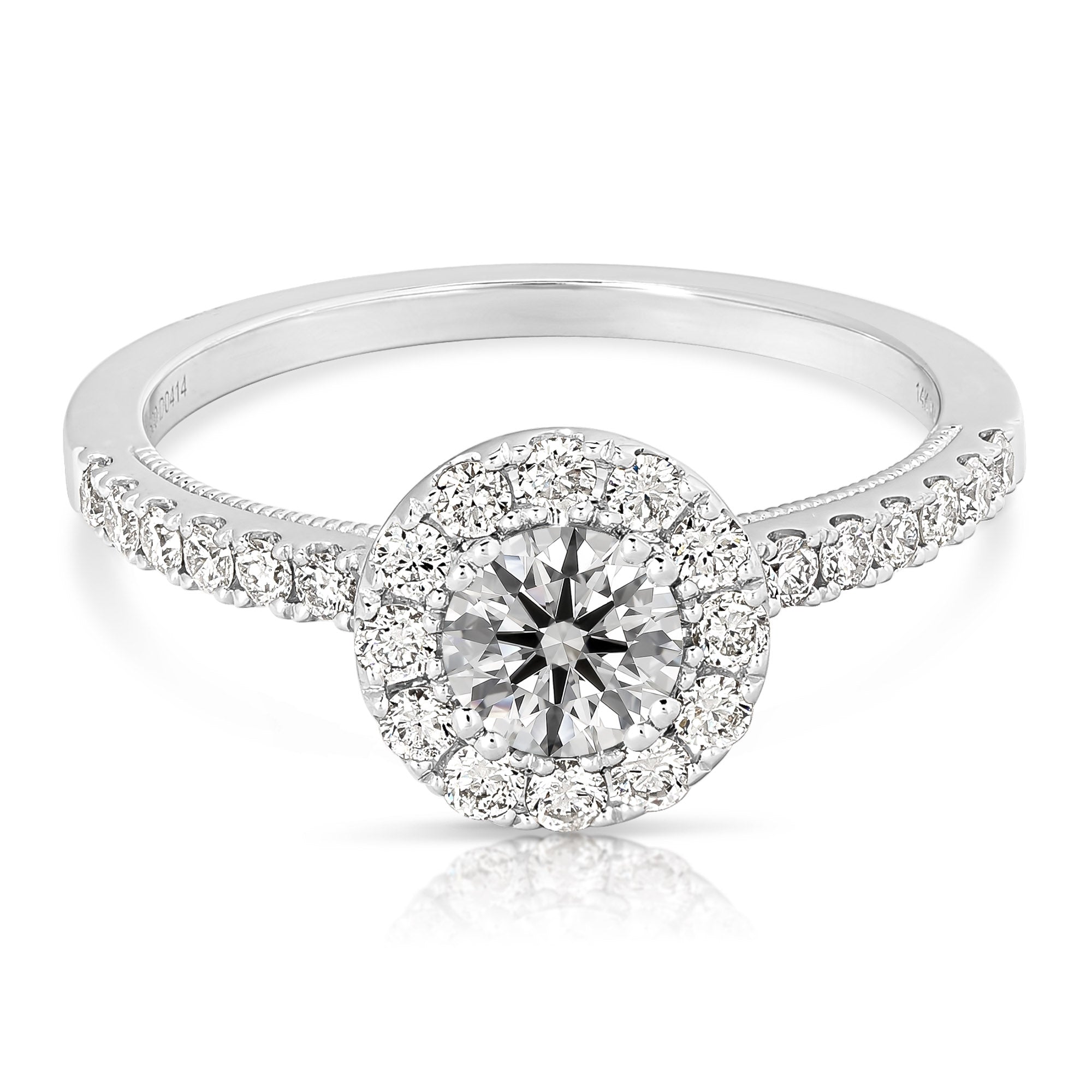 14K 0.5 Ct Center Round Halo Diamond Engagement Ring