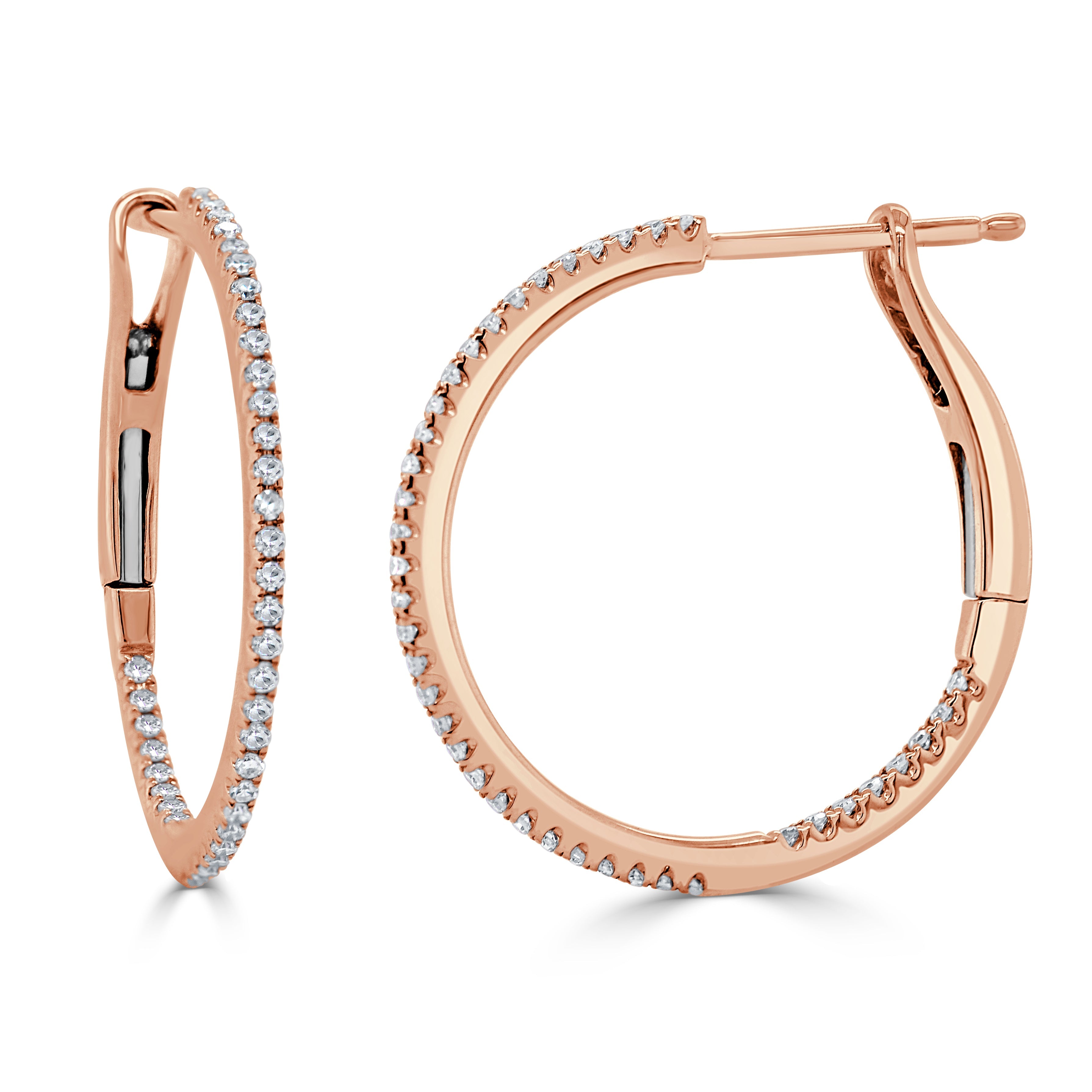 14k Gold & Diamond Skinny Hoop Earrings