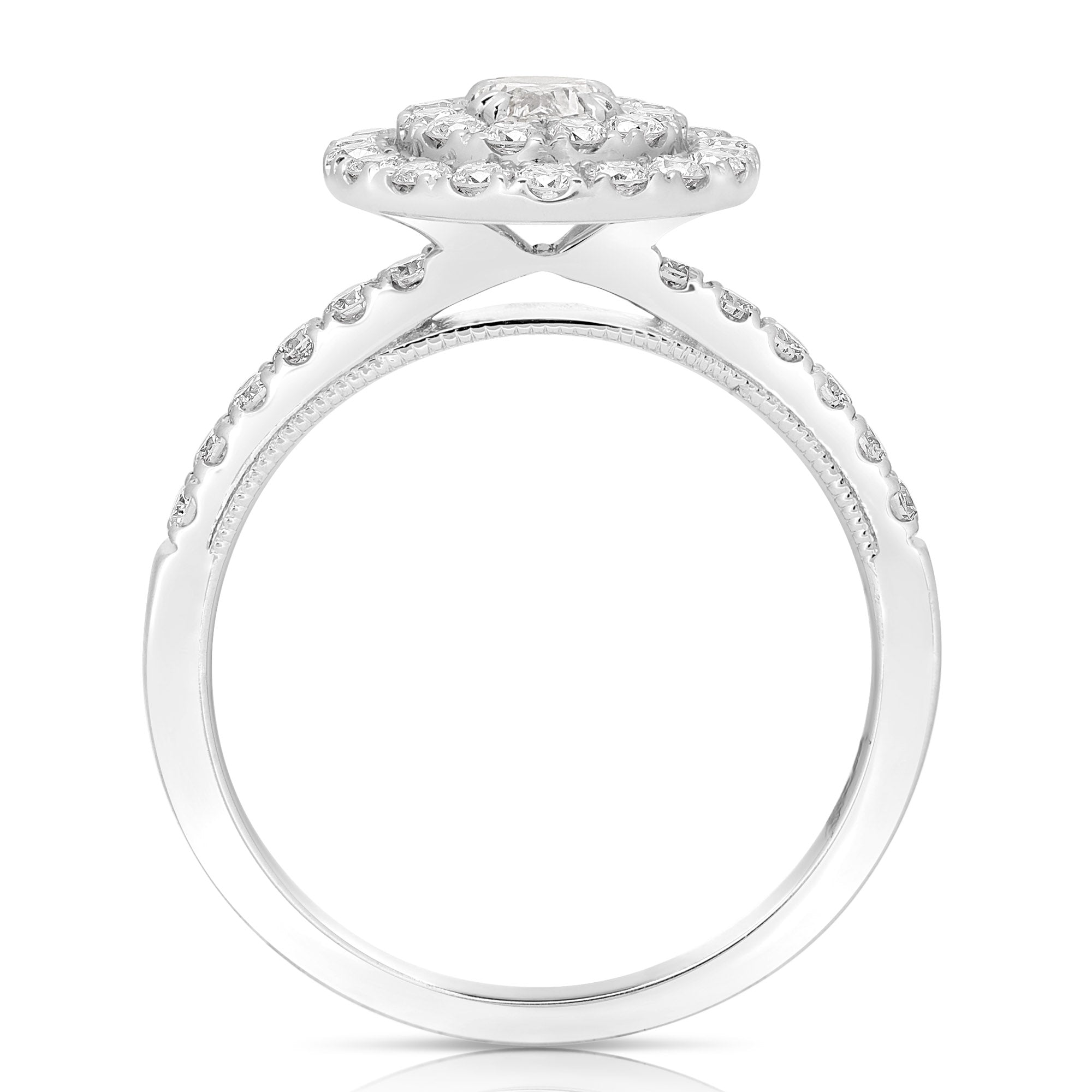 14K 1/3 Ct Center Oval D-Halo 1 Ctw Diamond Engagement Ring