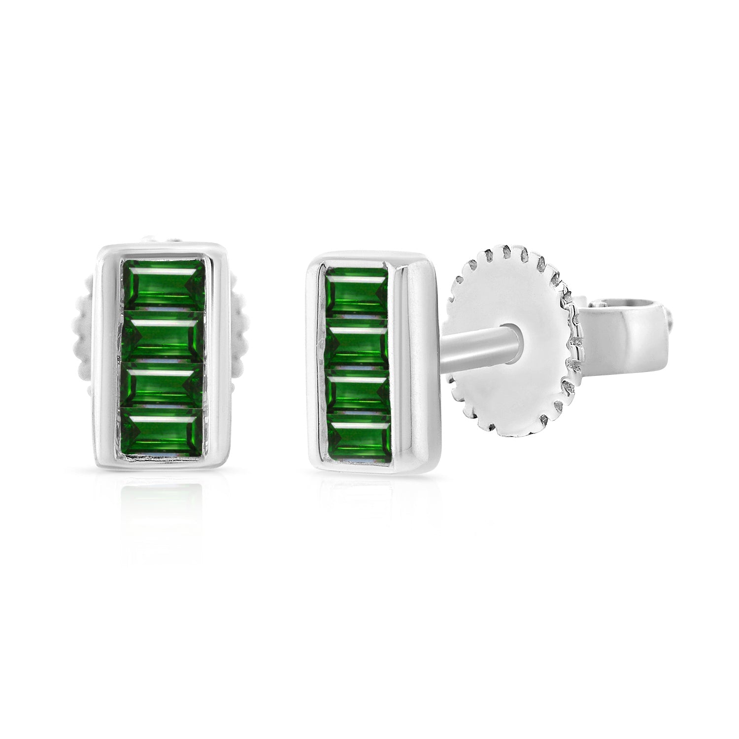 14k Gold & Emerald Baguette Stud Earrings