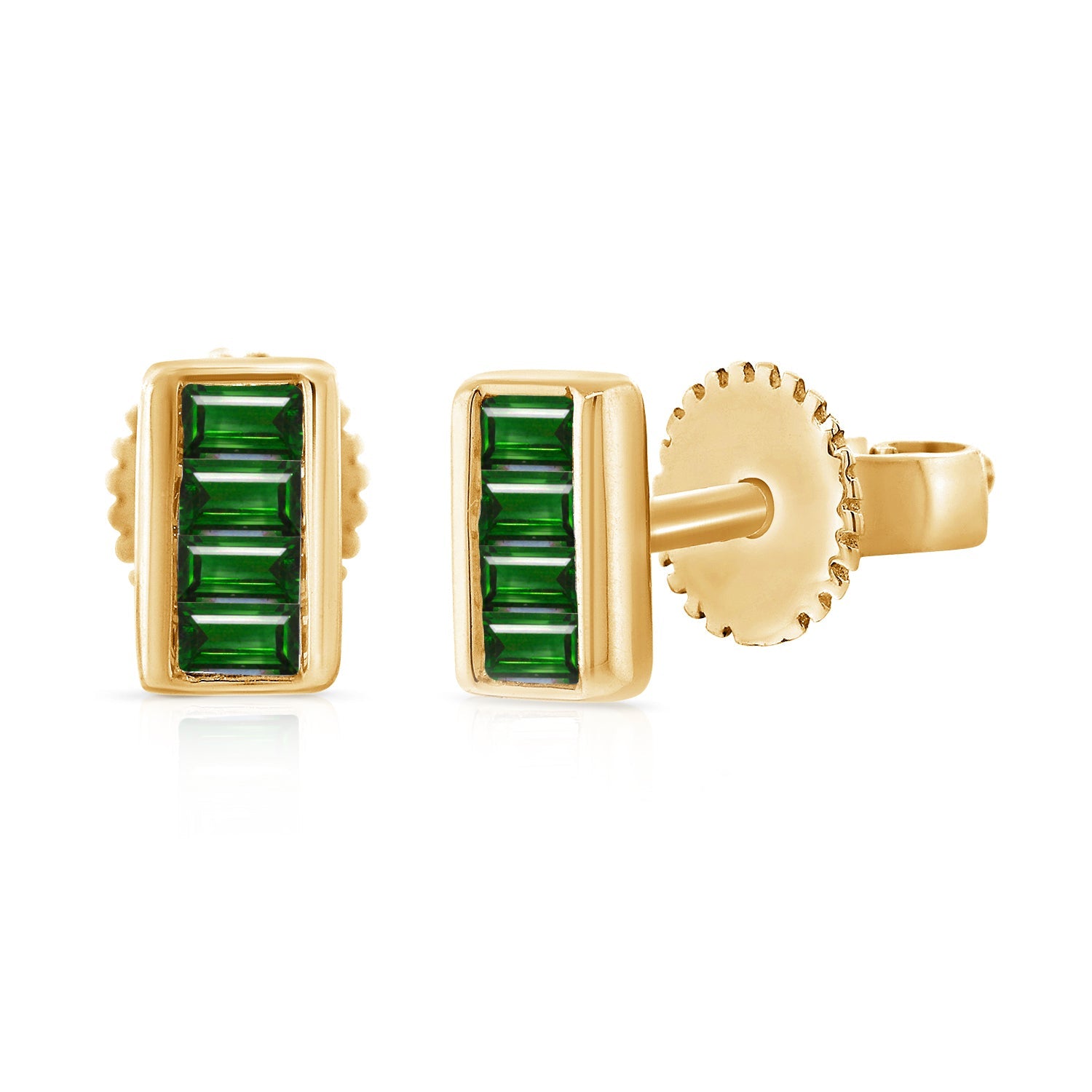 14k Gold & Emerald Baguette Stud Earrings