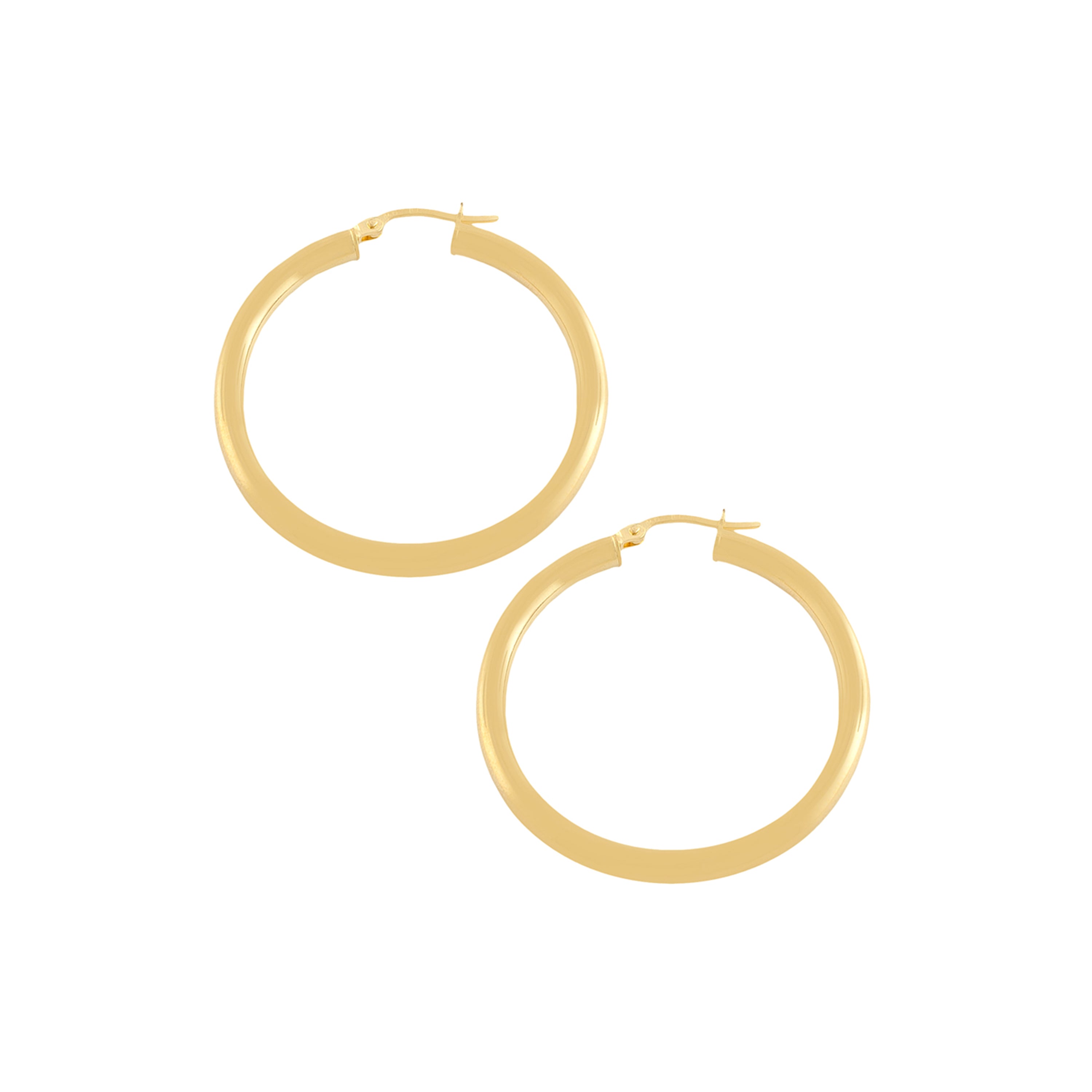 14K Yellow Gold Polished Tube Hoop Earrings