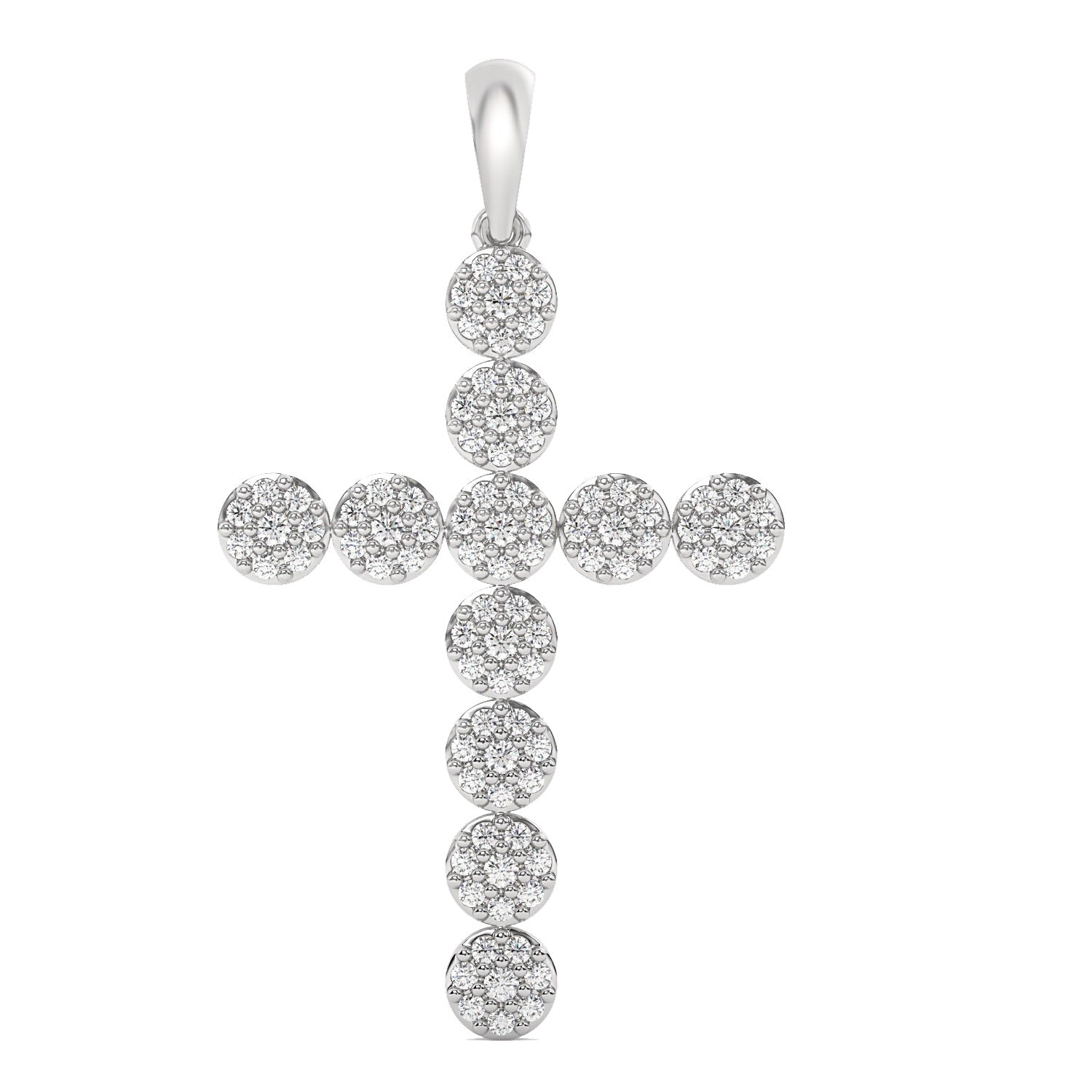 14K 0.50 Ct Cluster Cross Pendant With Chain