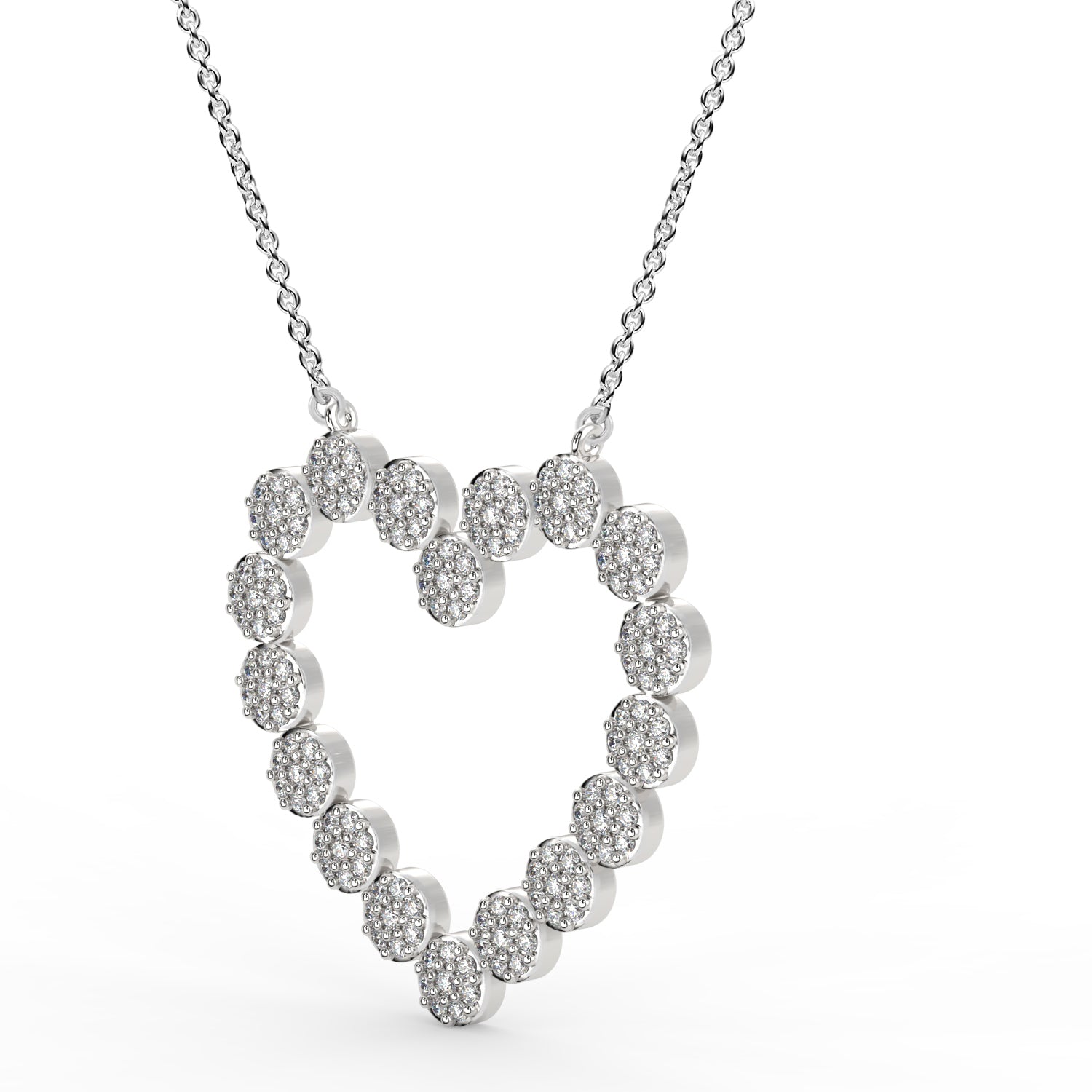 14K 0.50 Ct Cluster Heart Pendant With Chain