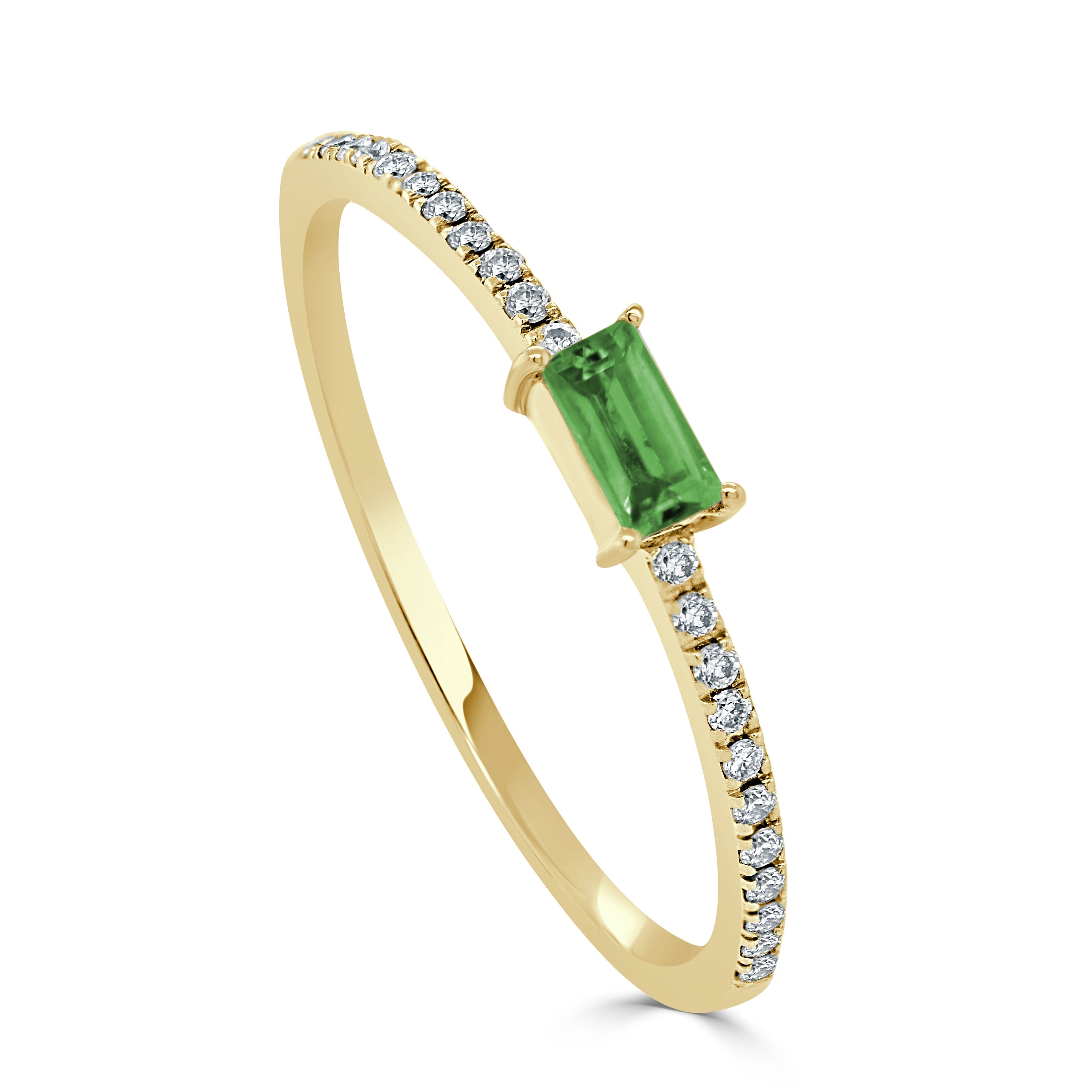 14k Gold Emerald & Diamond Ring