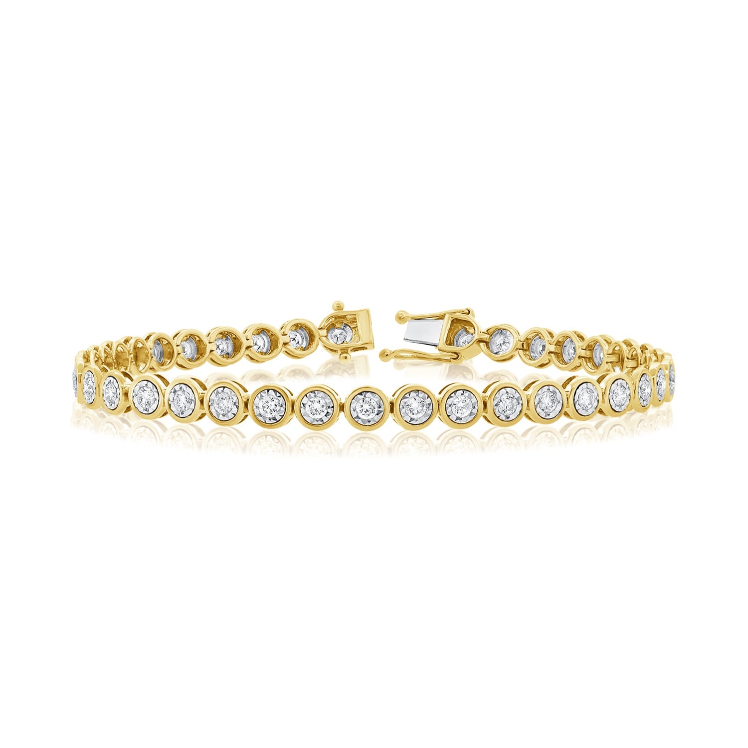 14k Gold & Diamond Bezel Tennis Bracelet