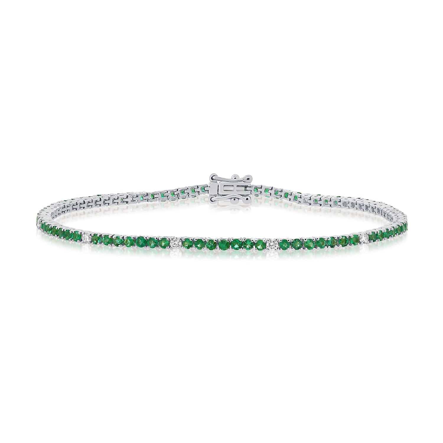 14k Gold, Green Emerald & Diamond Bracelet