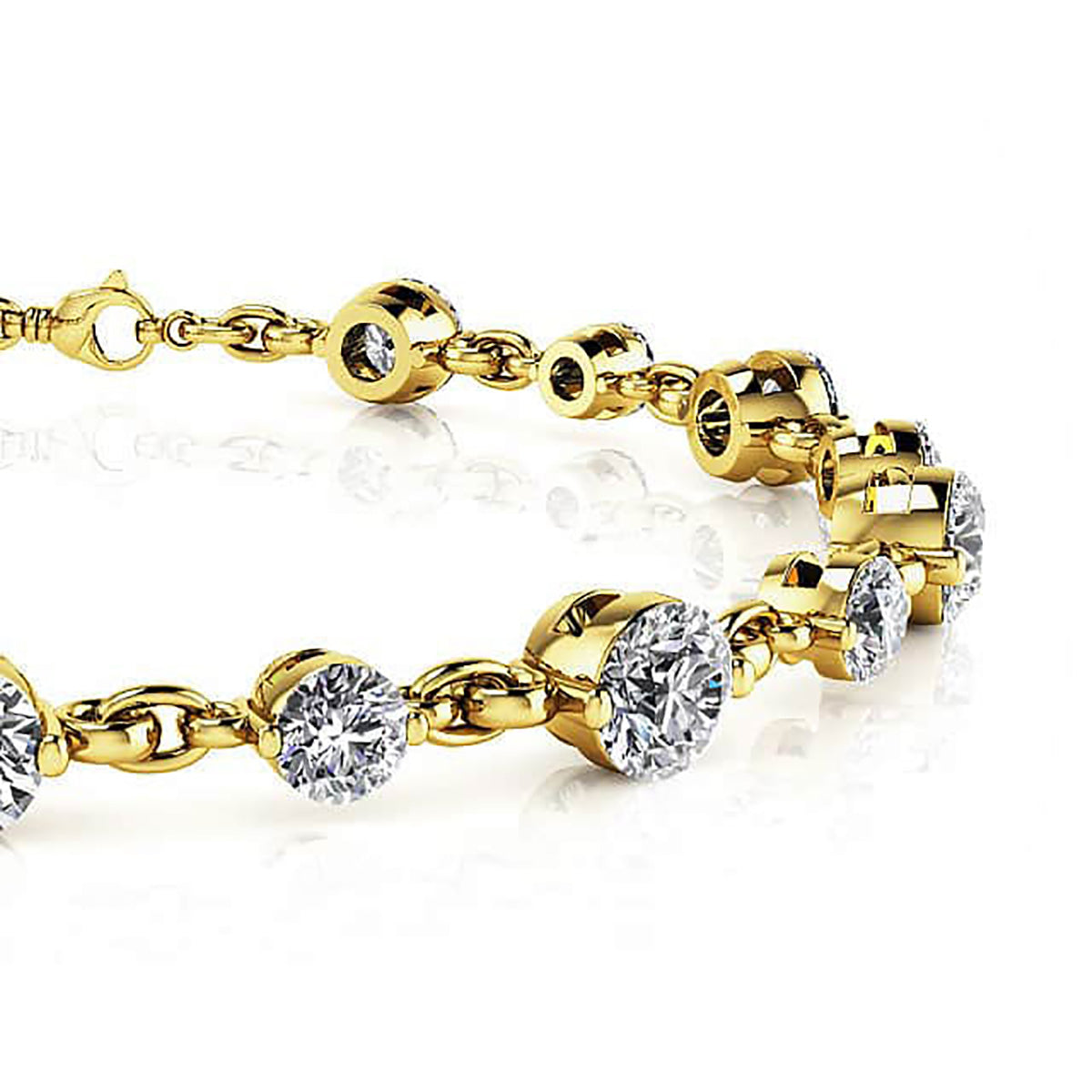 Alternating Diamond And Chain Link Bracelet