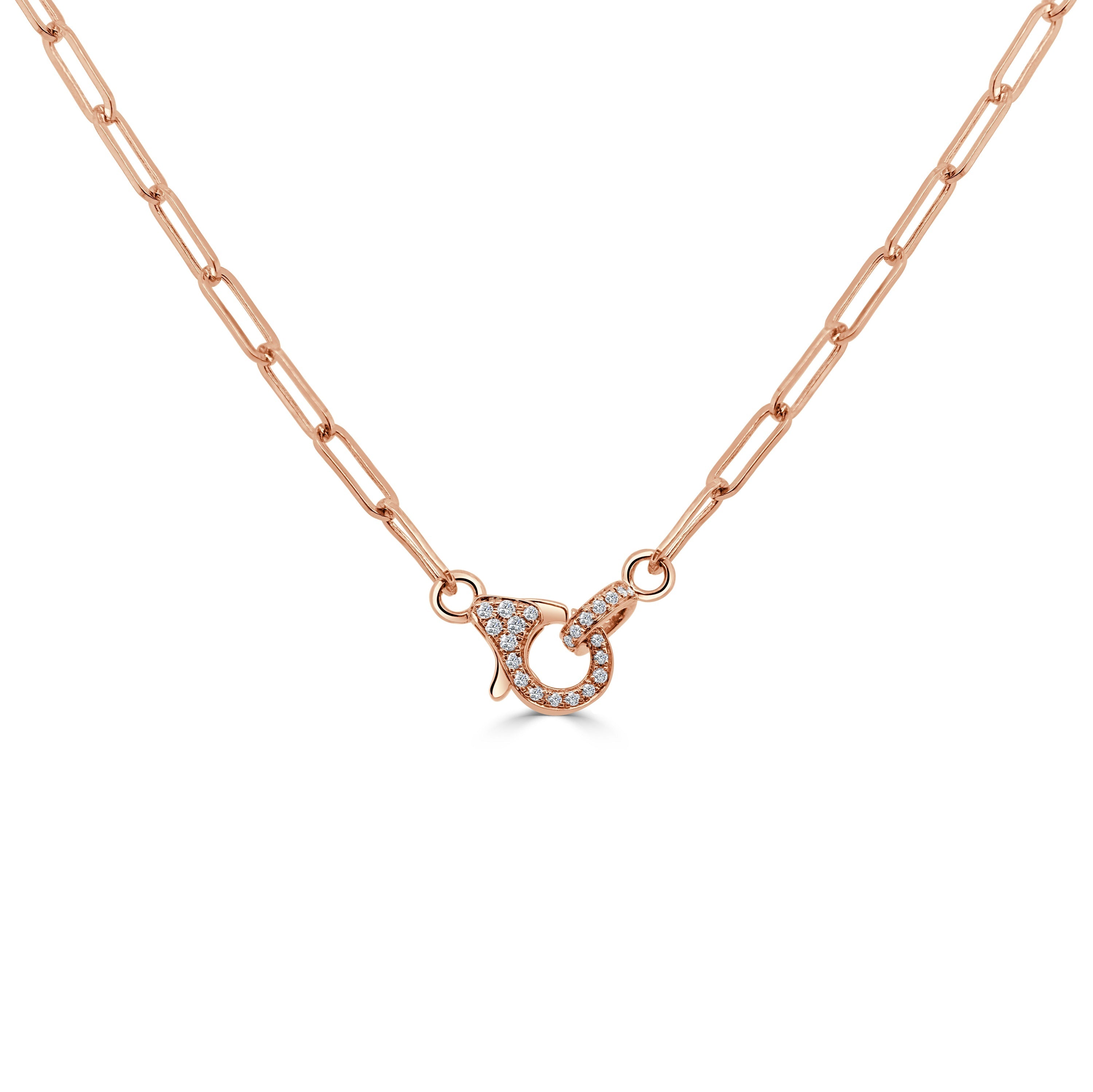 14k Gold & Diamond Paperclip Link Necklace