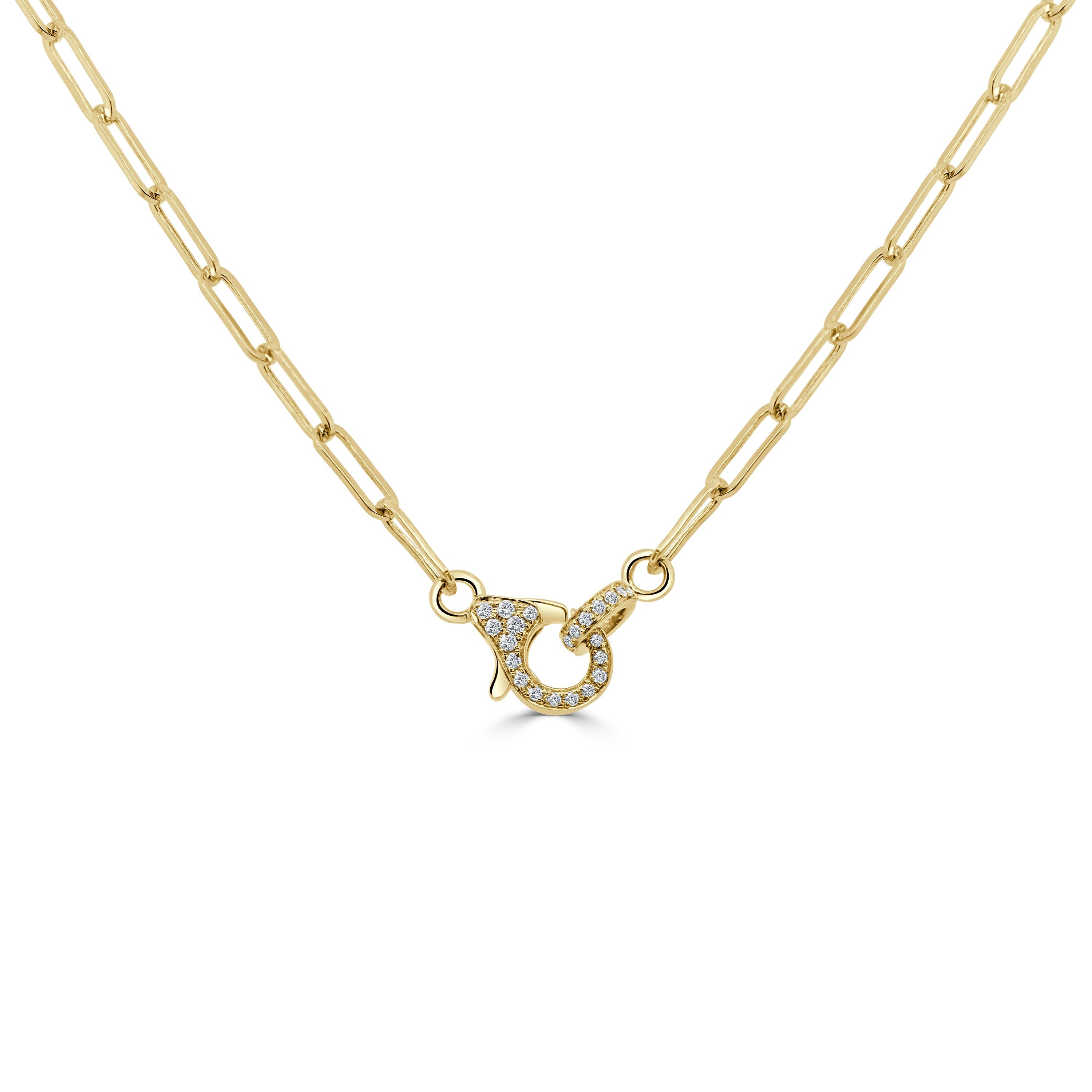 14k Gold & Diamond Paperclip Link Necklace