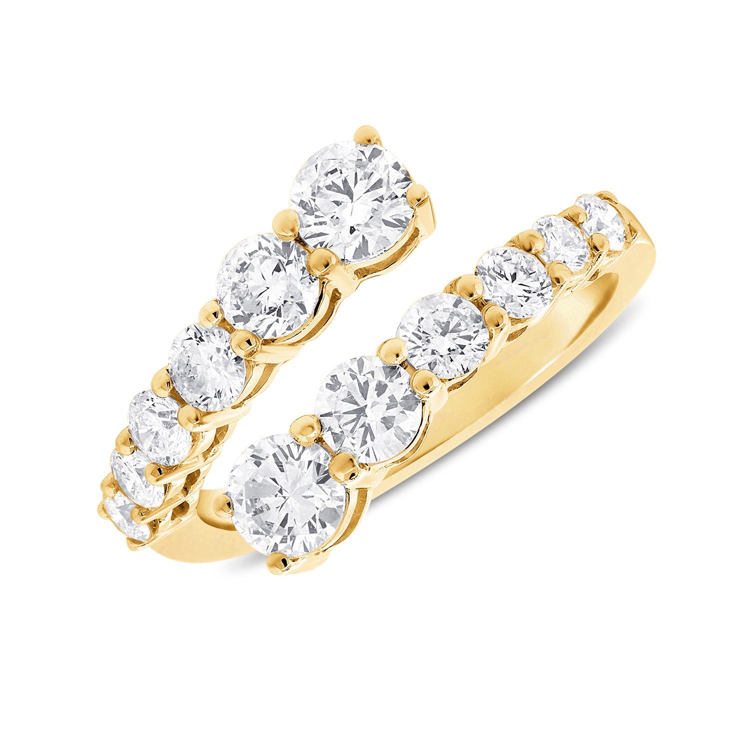 14K Gold & Diamond Graduated Crossover Ring